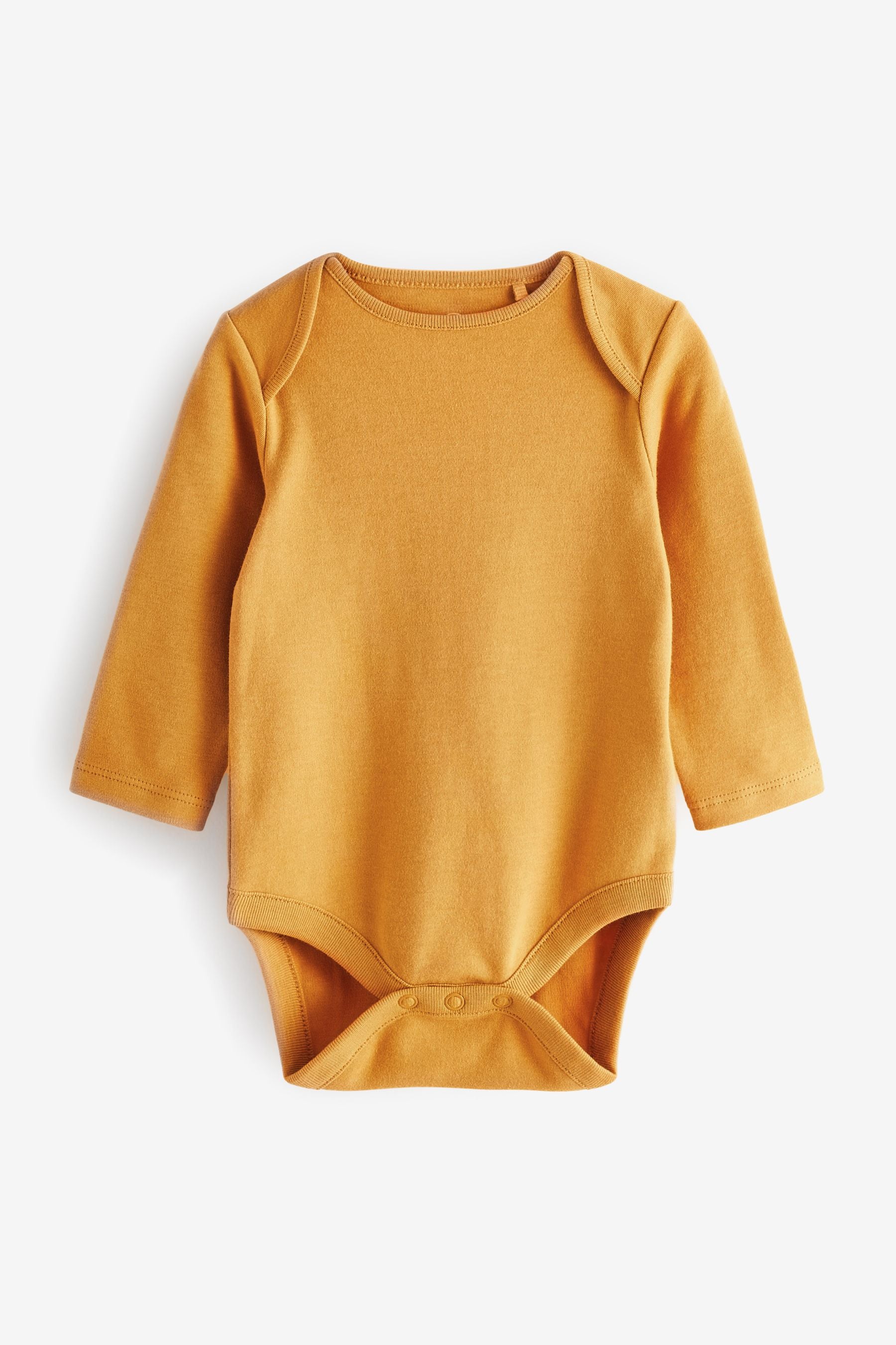 Tan Brown/Blue 5 Pack Long Sleeve Baby Bodysuits