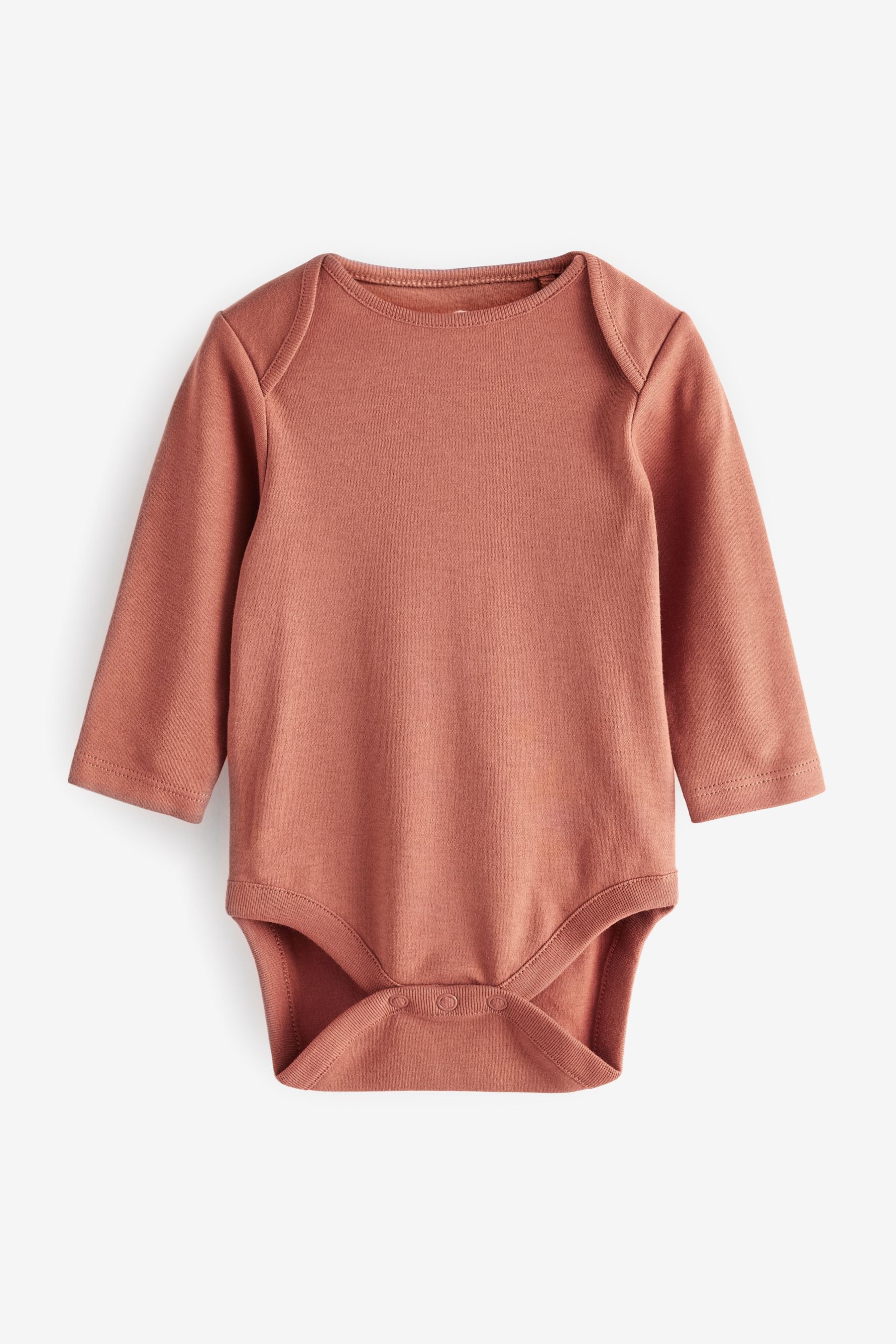 Tan Brown/Blue 5 Pack Long Sleeve Baby Bodysuits