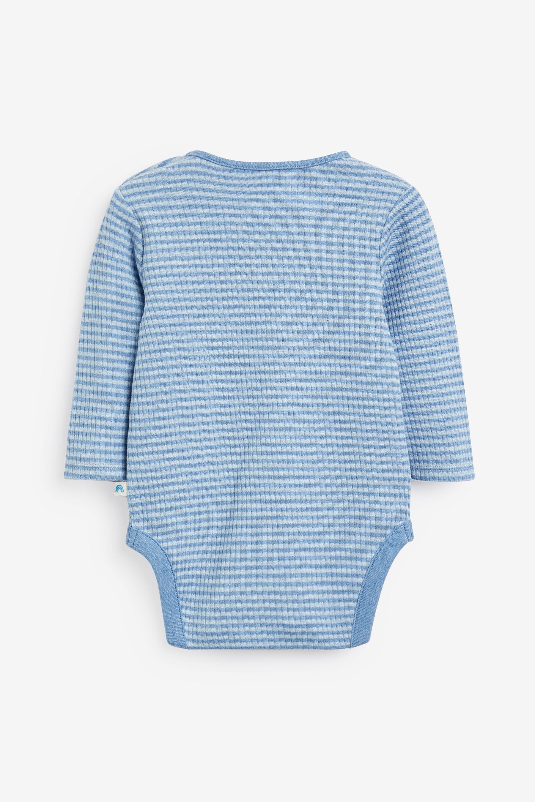 Blue Rib Baby Long Sleeve Bodysuits 3 Pack