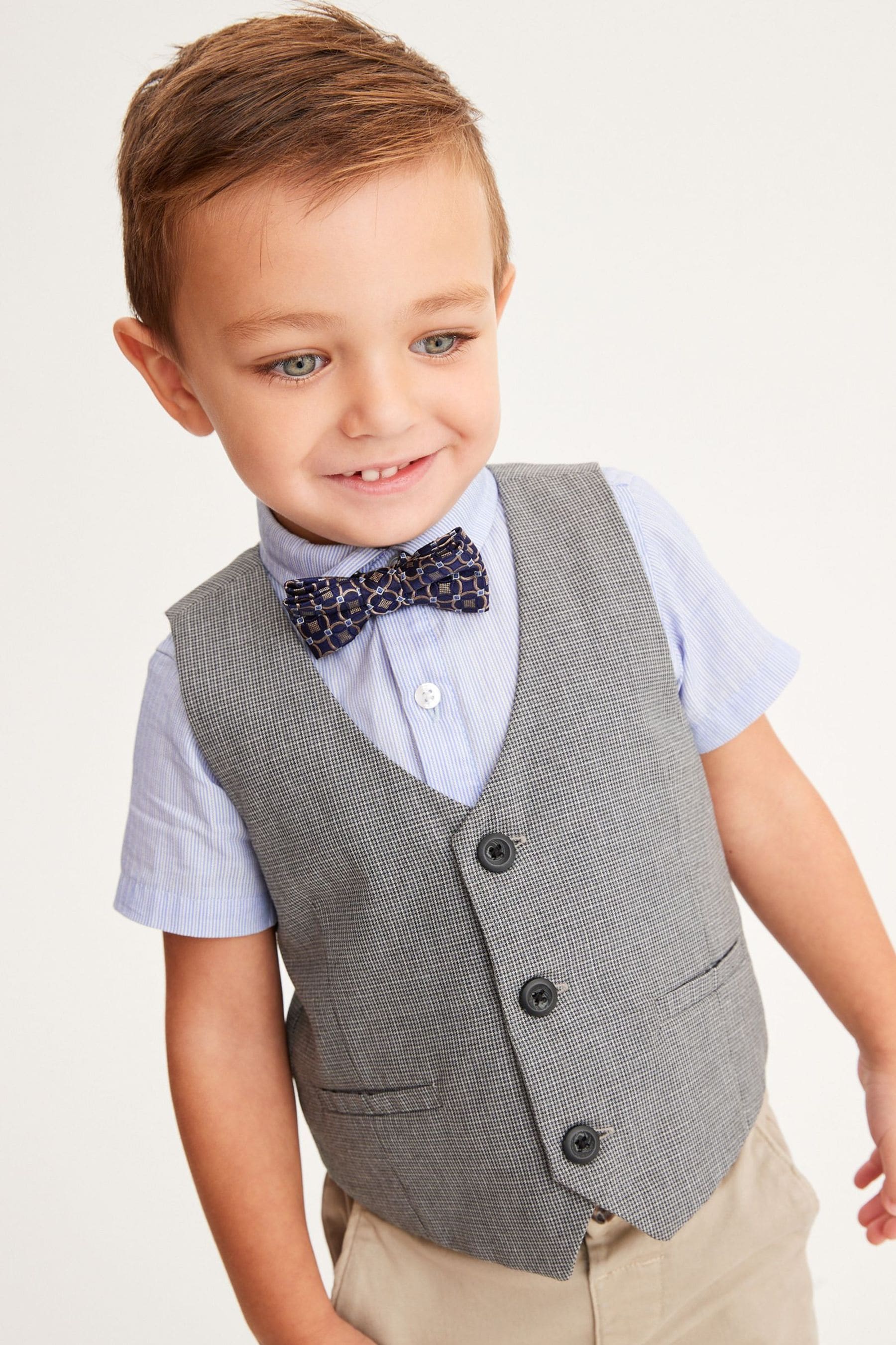 Blue 3pc Waistcoat, Shirt & Bow Tie Set (3mths-9yrs)