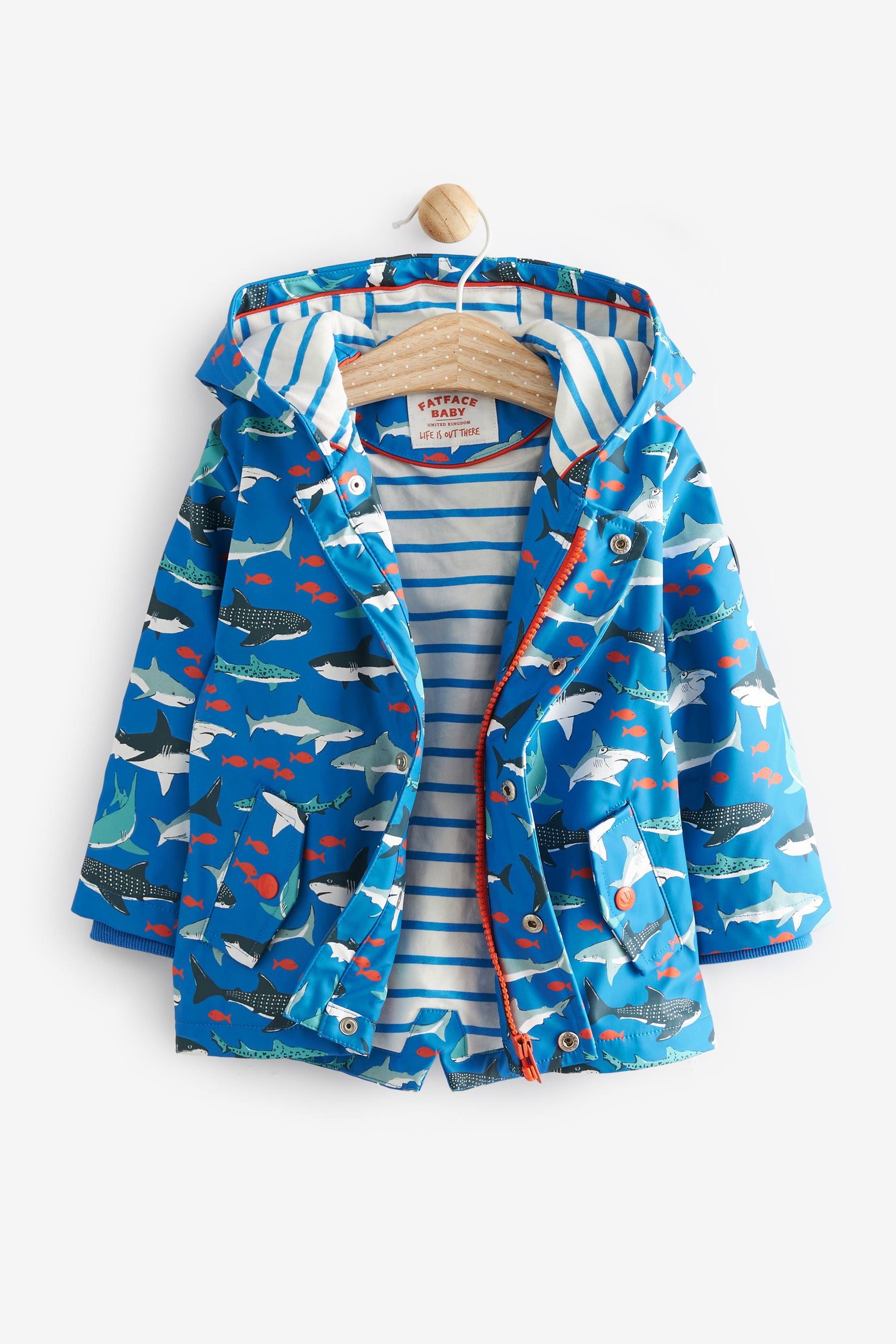 Blue Shark FatFace Baby Shark Rain Mac