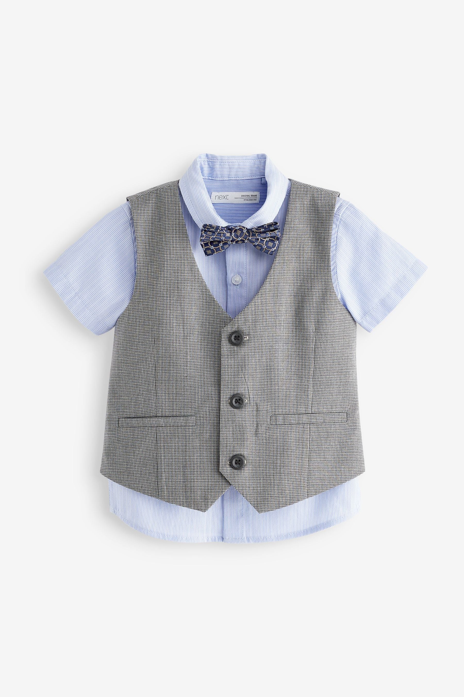 Blue 3pc Waistcoat, Shirt & Bow Tie Set (3mths-9yrs)