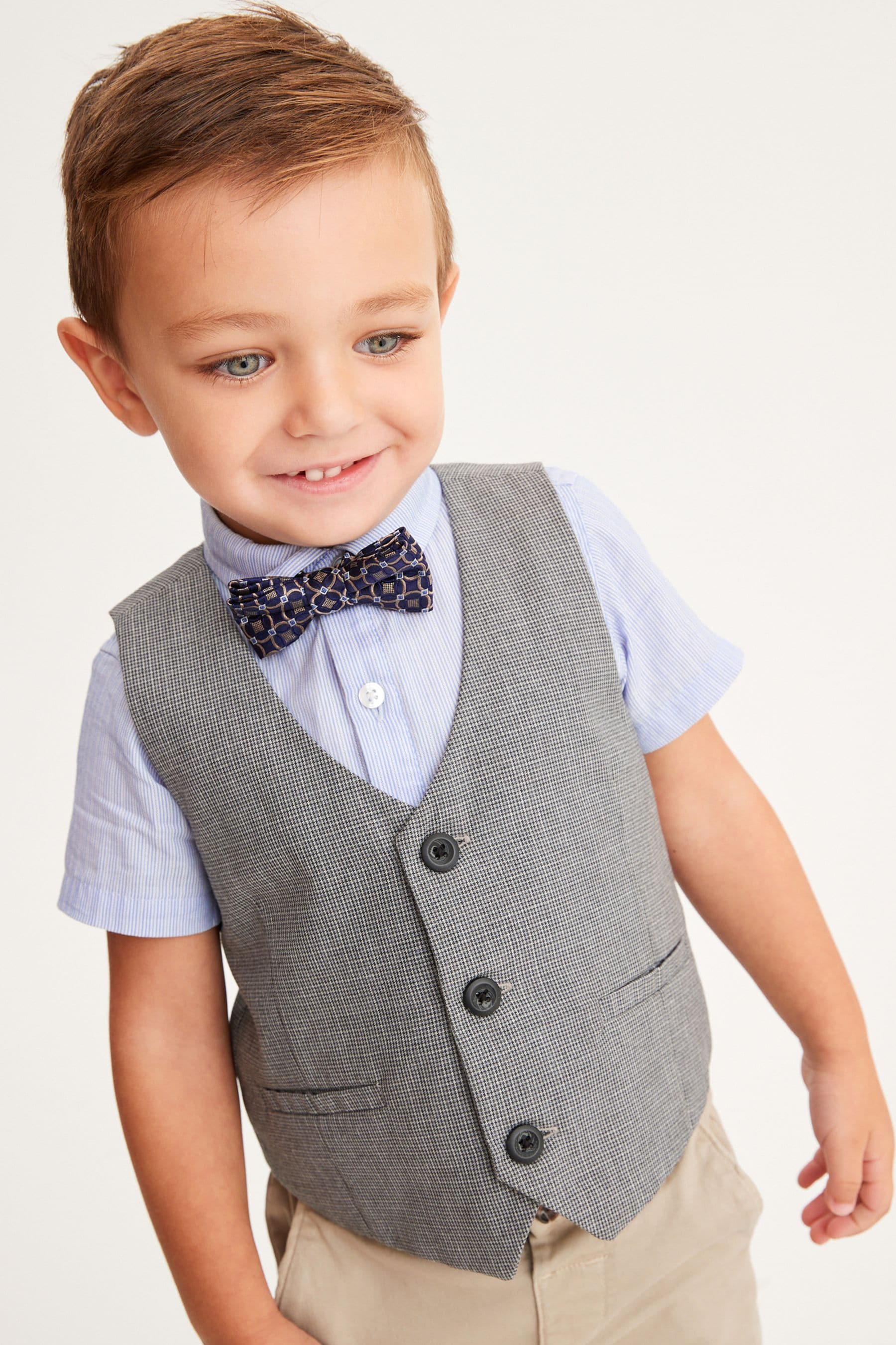 Blue 3pc Waistcoat, Shirt & Bow Tie Set (3mths-9yrs)