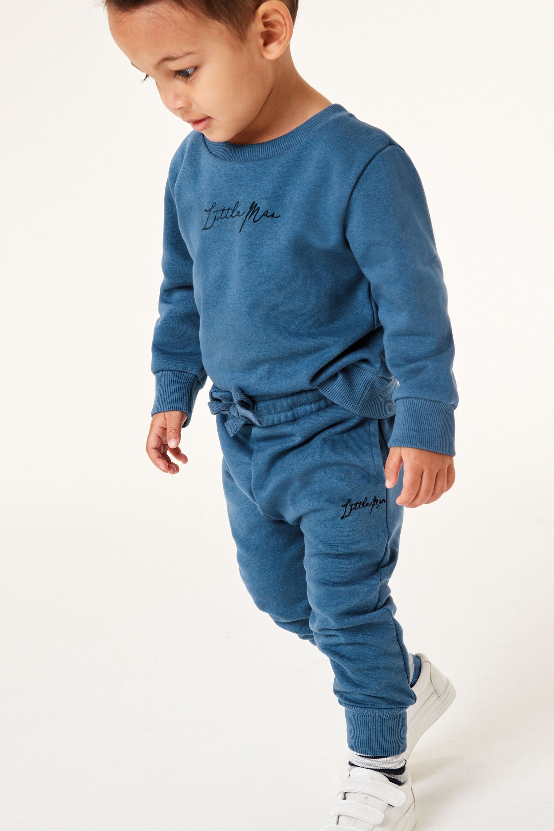 Blue Slogan Jersey Sweatshirt And Joggers Set (3mths-7yrs)