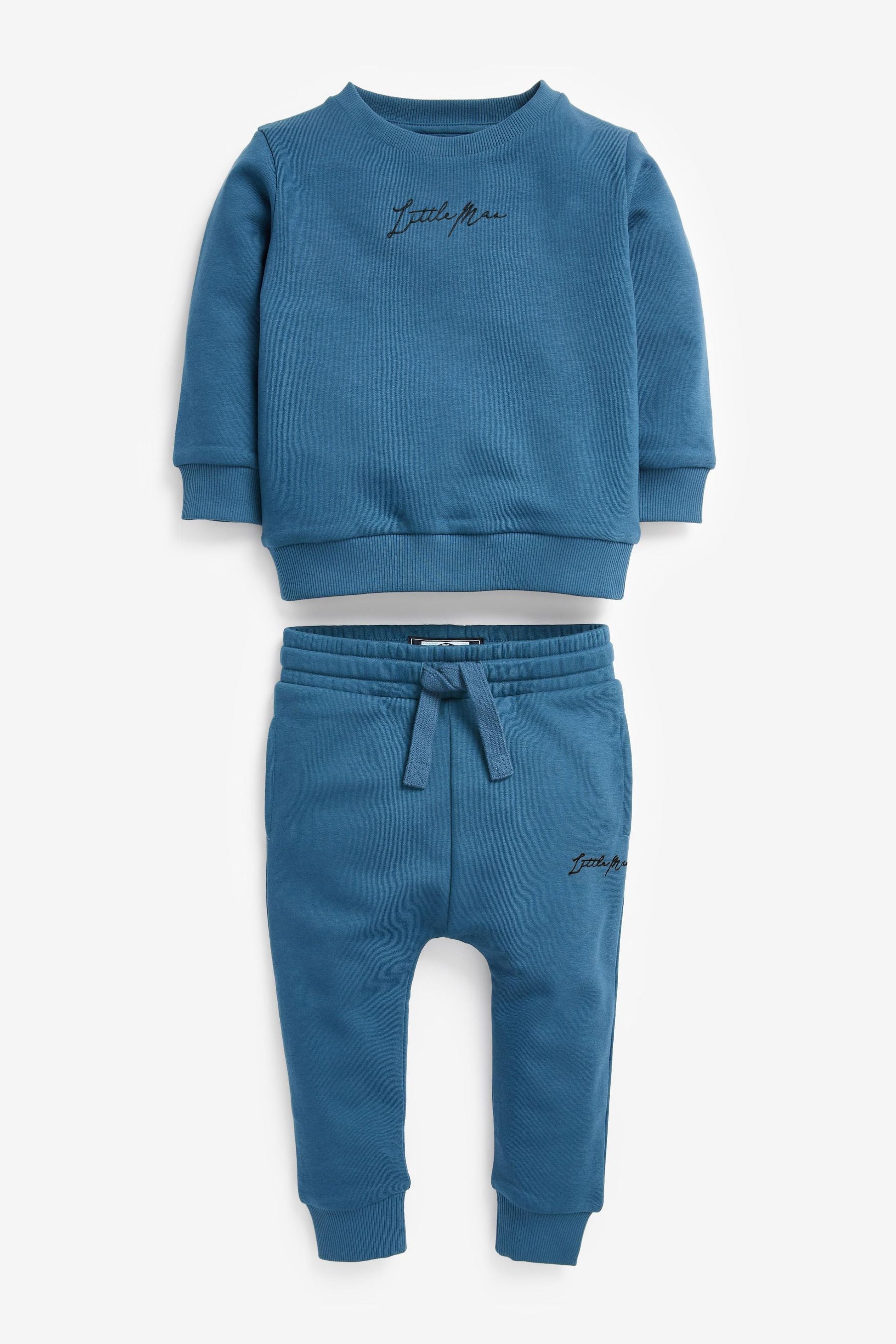 Blue Slogan Jersey Sweatshirt And Joggers Set (3mths-7yrs)