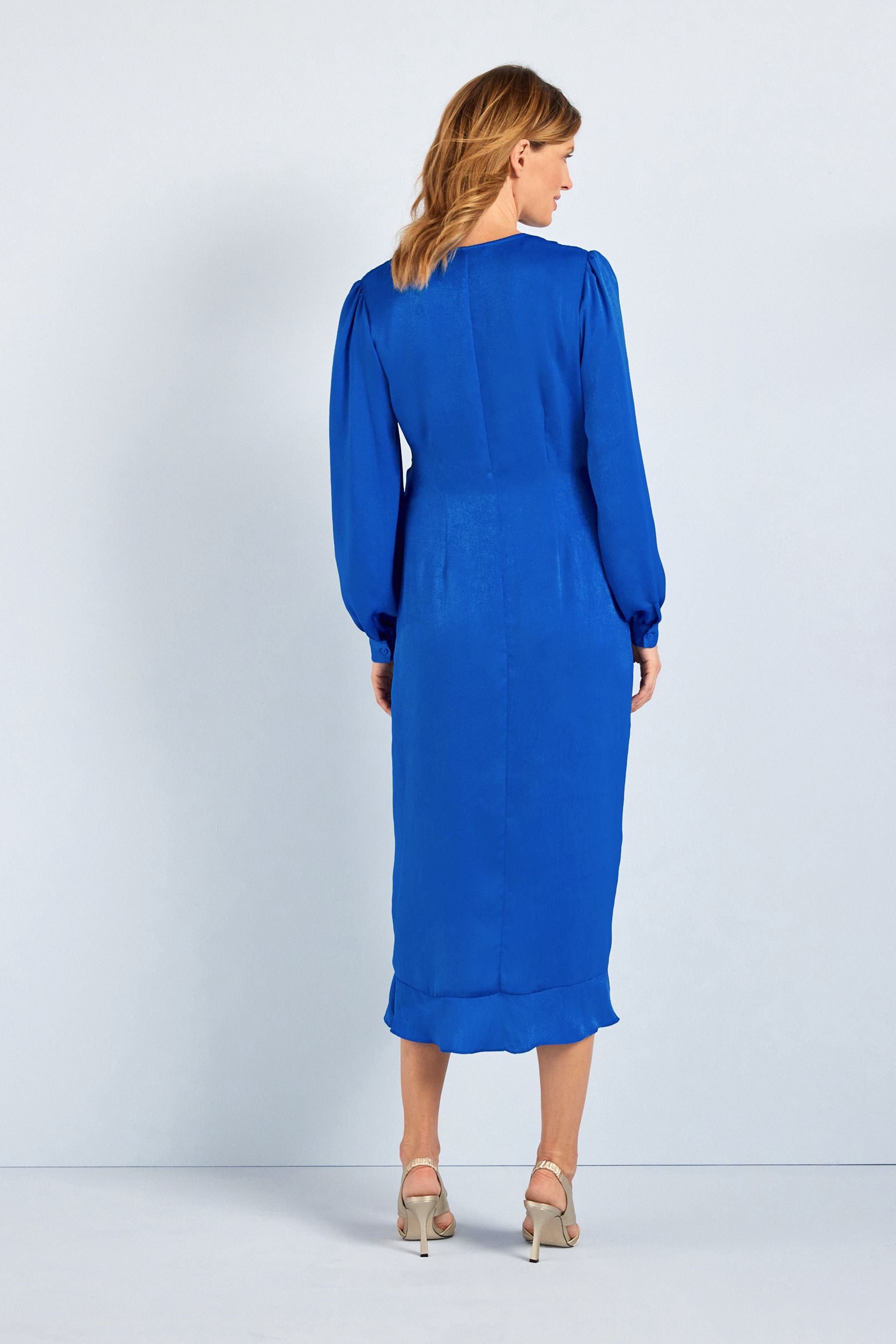 Blue Maternity/Nursing Satin Wrap Dress