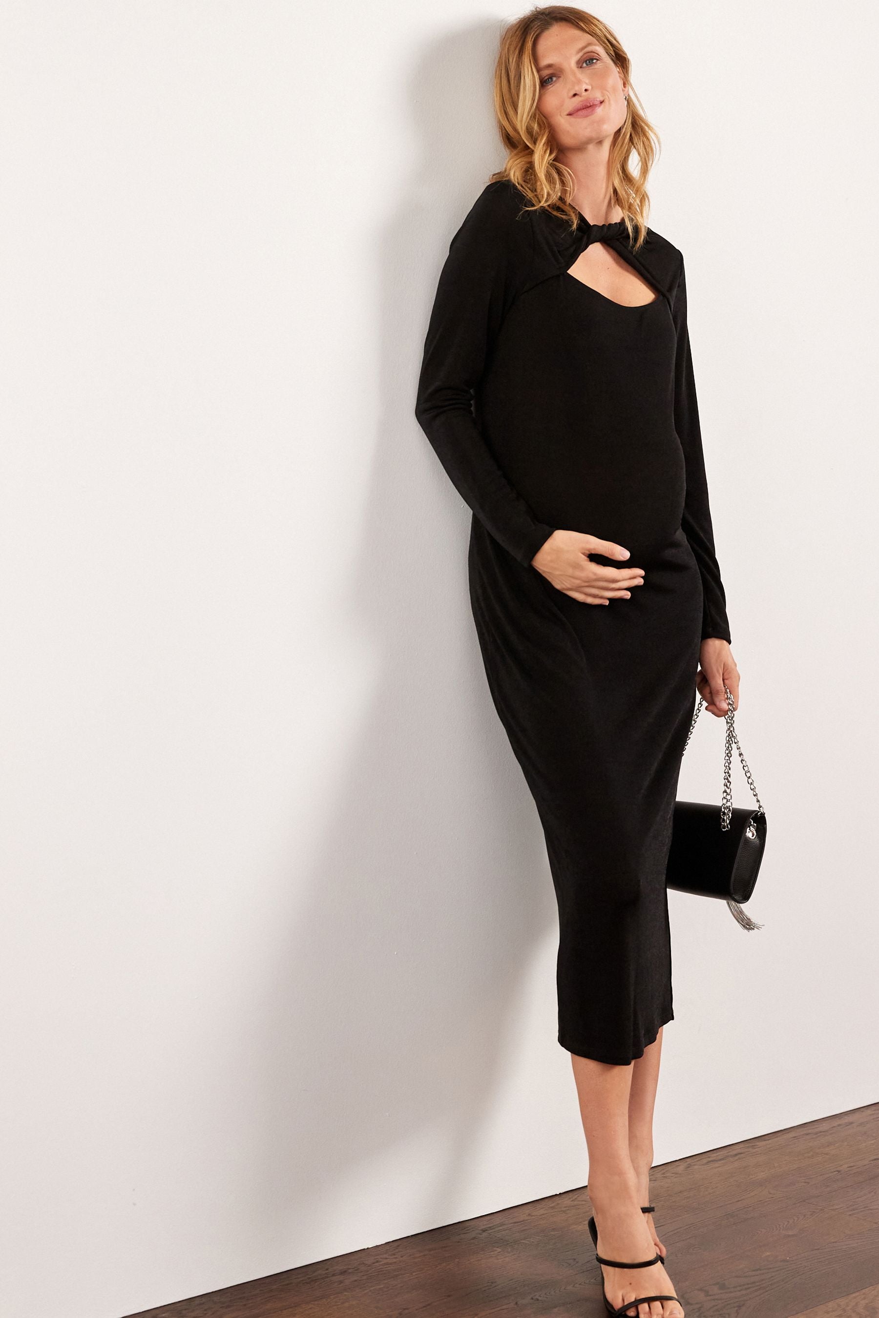 Black Maternity Cut Out Dress