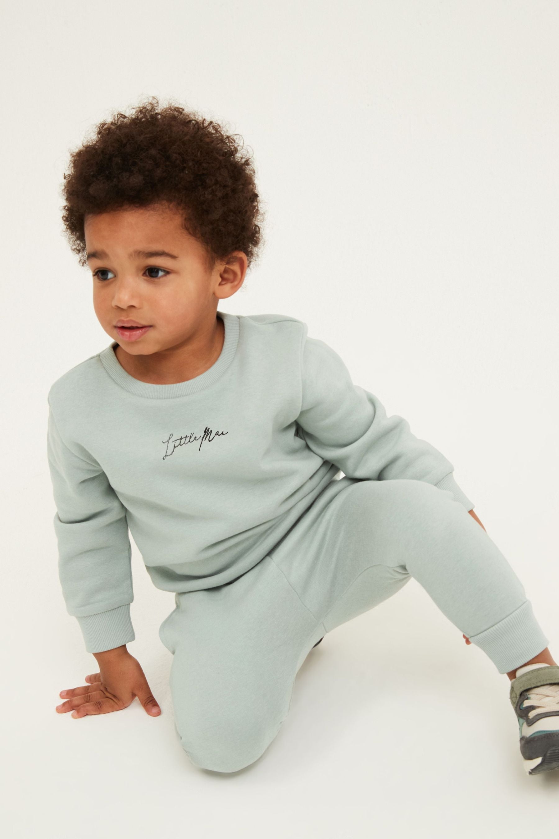 Mint Green Slogan Jersey Sweatshirt And Joggers Set (3mths-7yrs)