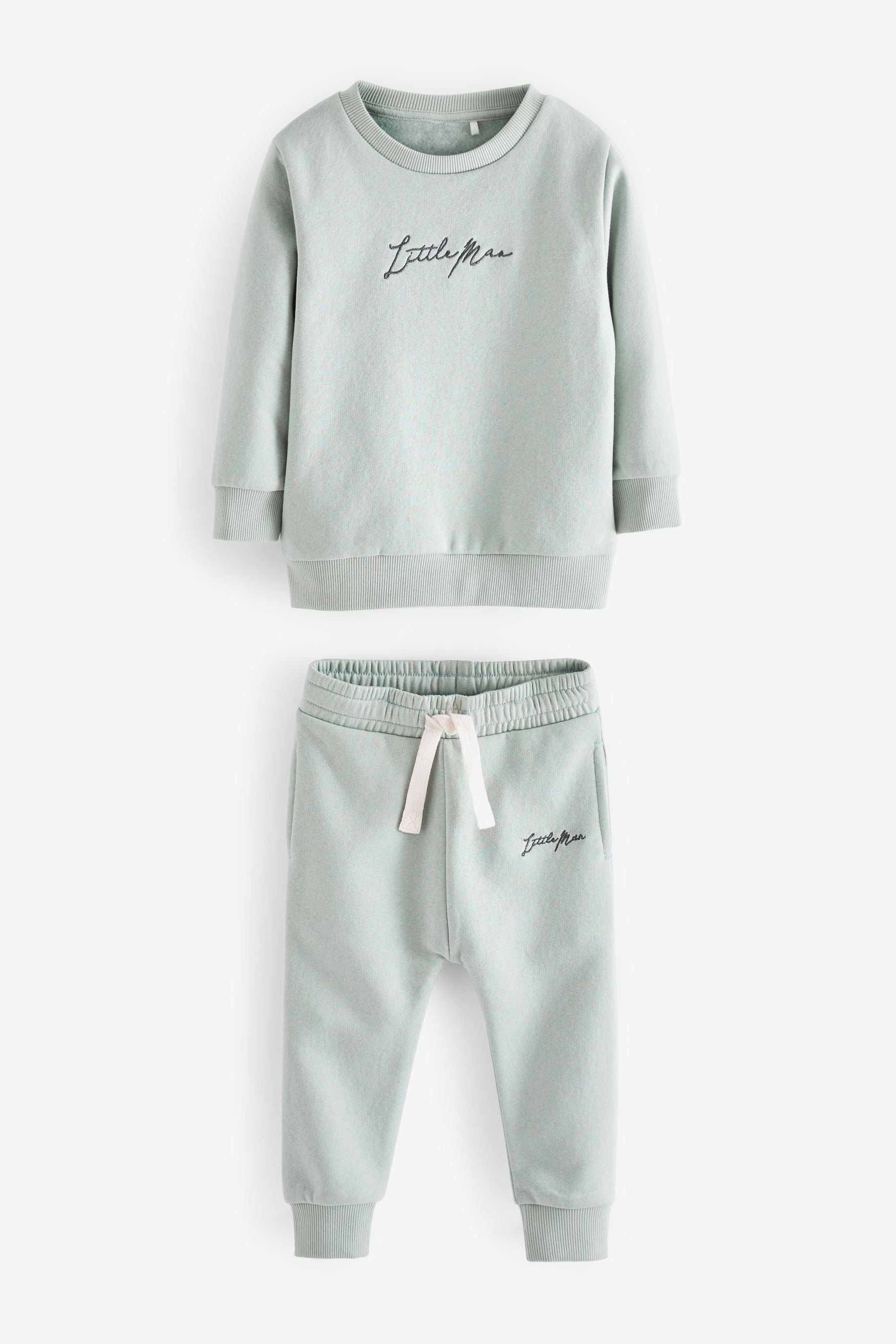 Mint Green Slogan Jersey Sweatshirt And Joggers Set (3mths-7yrs)