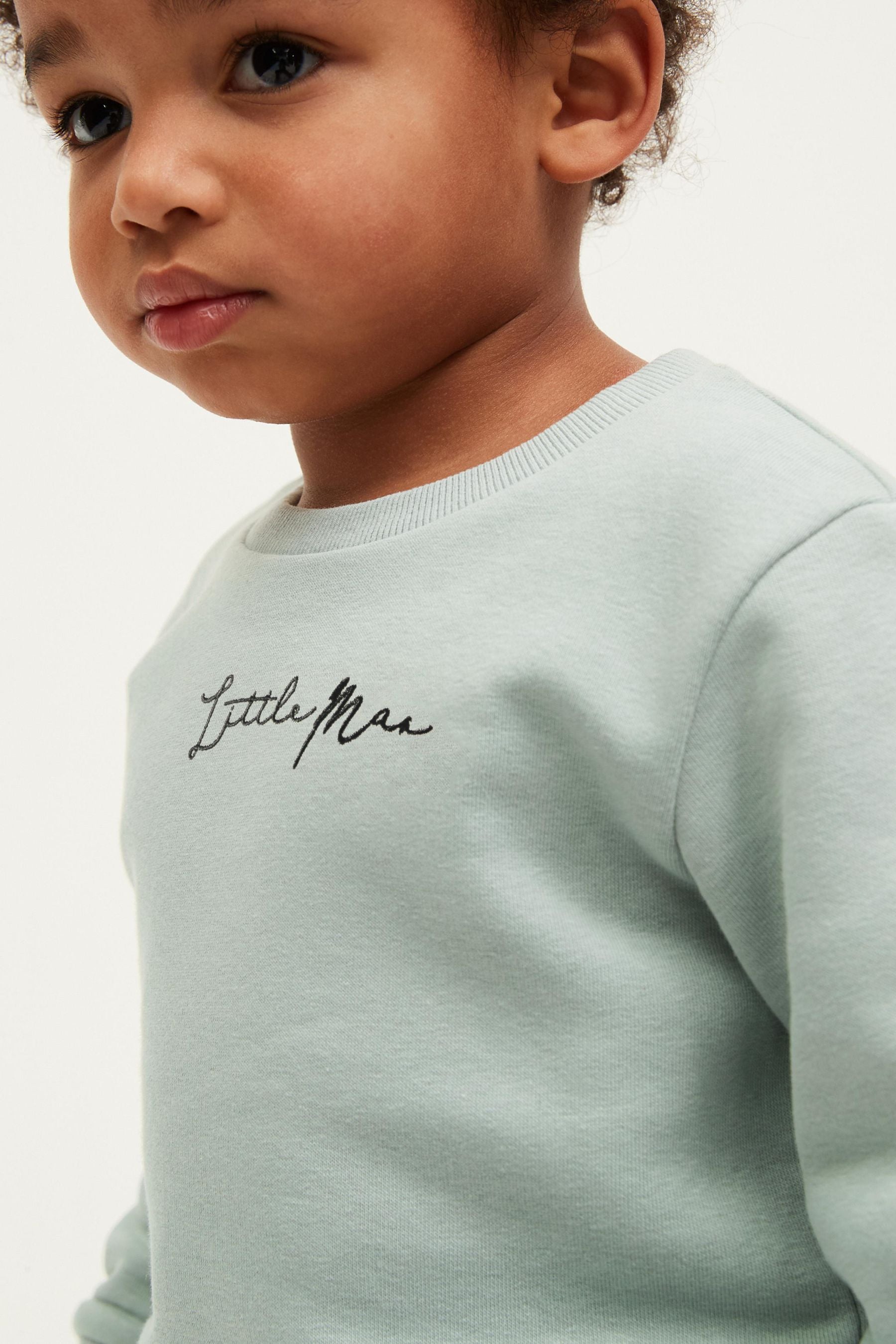 Mint Green Slogan Jersey Sweatshirt And Joggers Set (3mths-7yrs)