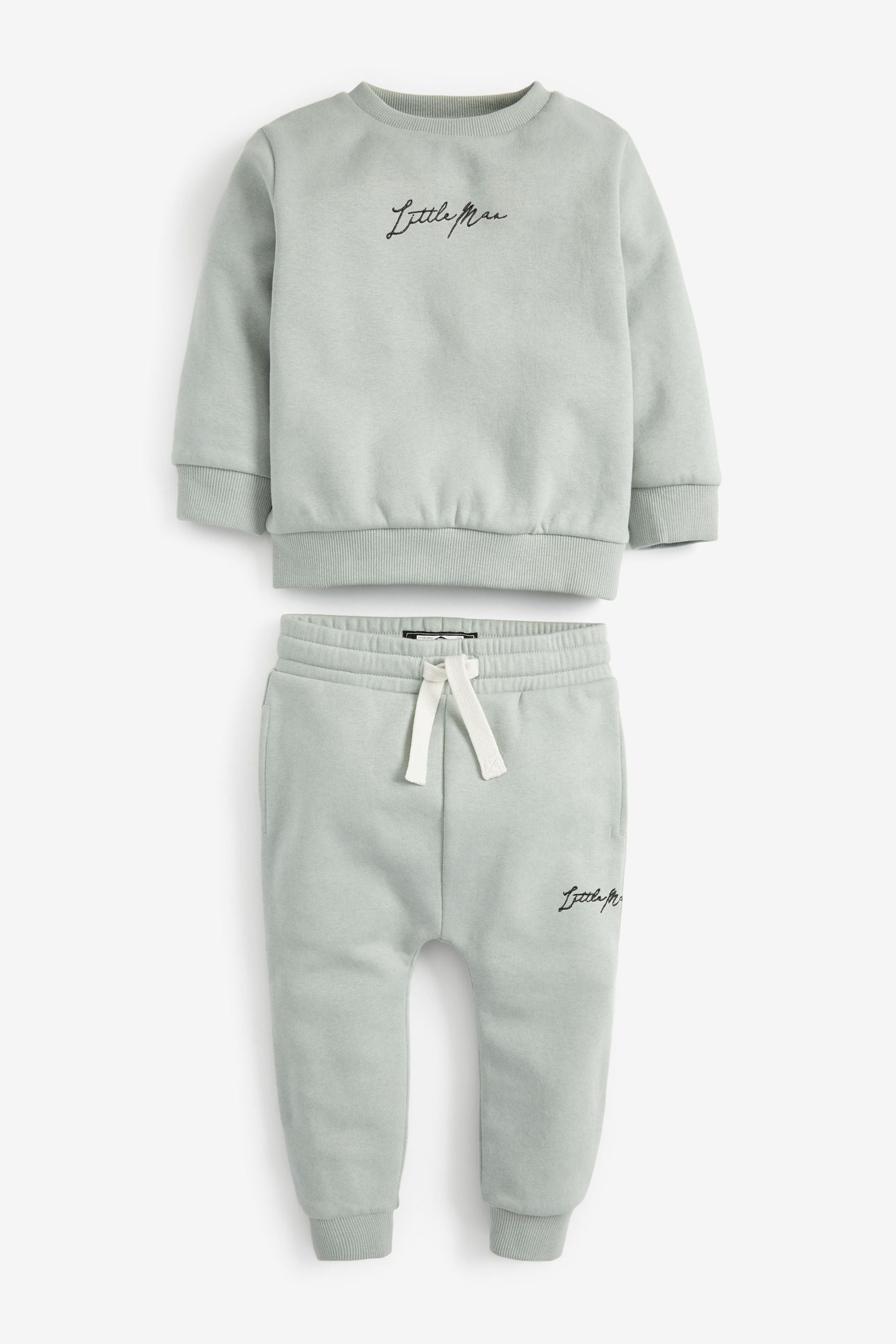 Mint Green Slogan Jersey Sweatshirt And Joggers Set (3mths-7yrs)