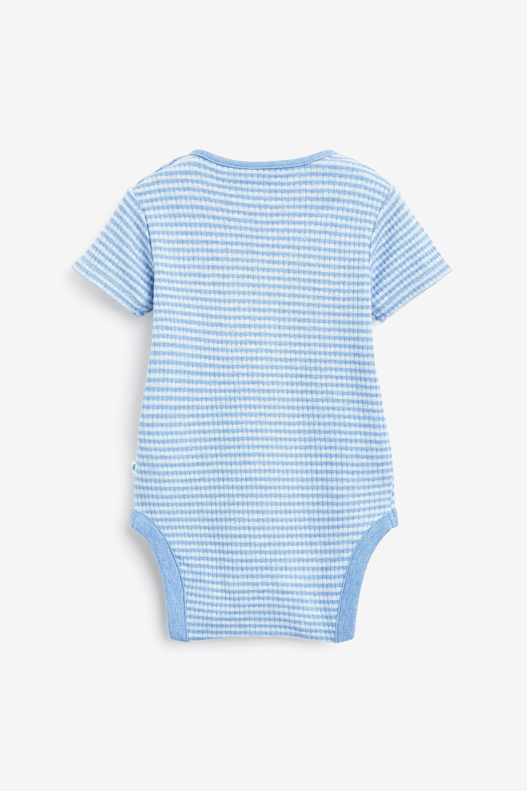 Blue Rib Short Sleeve Bodysuits 3 Pack