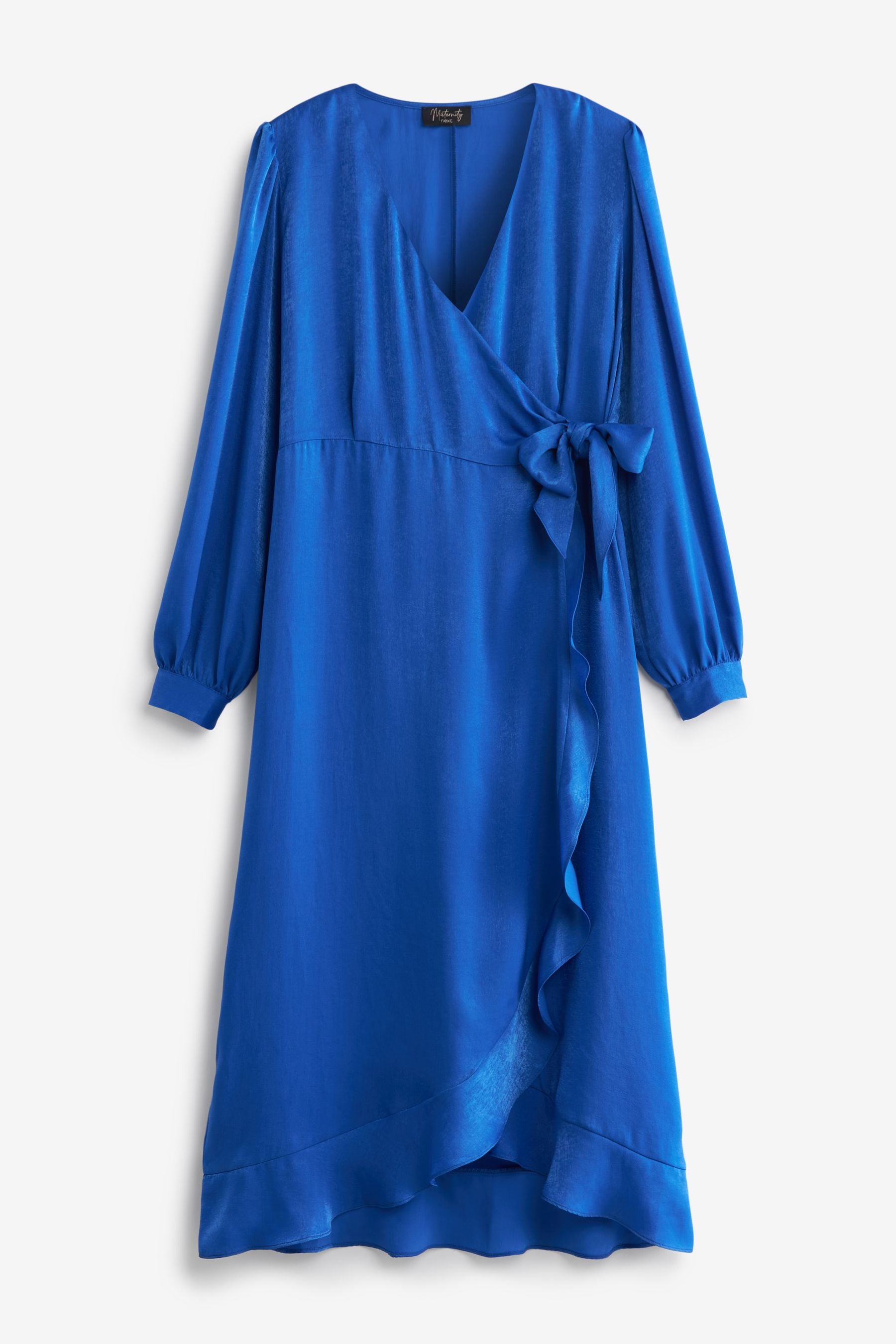 Blue Maternity/Nursing Satin Wrap Dress