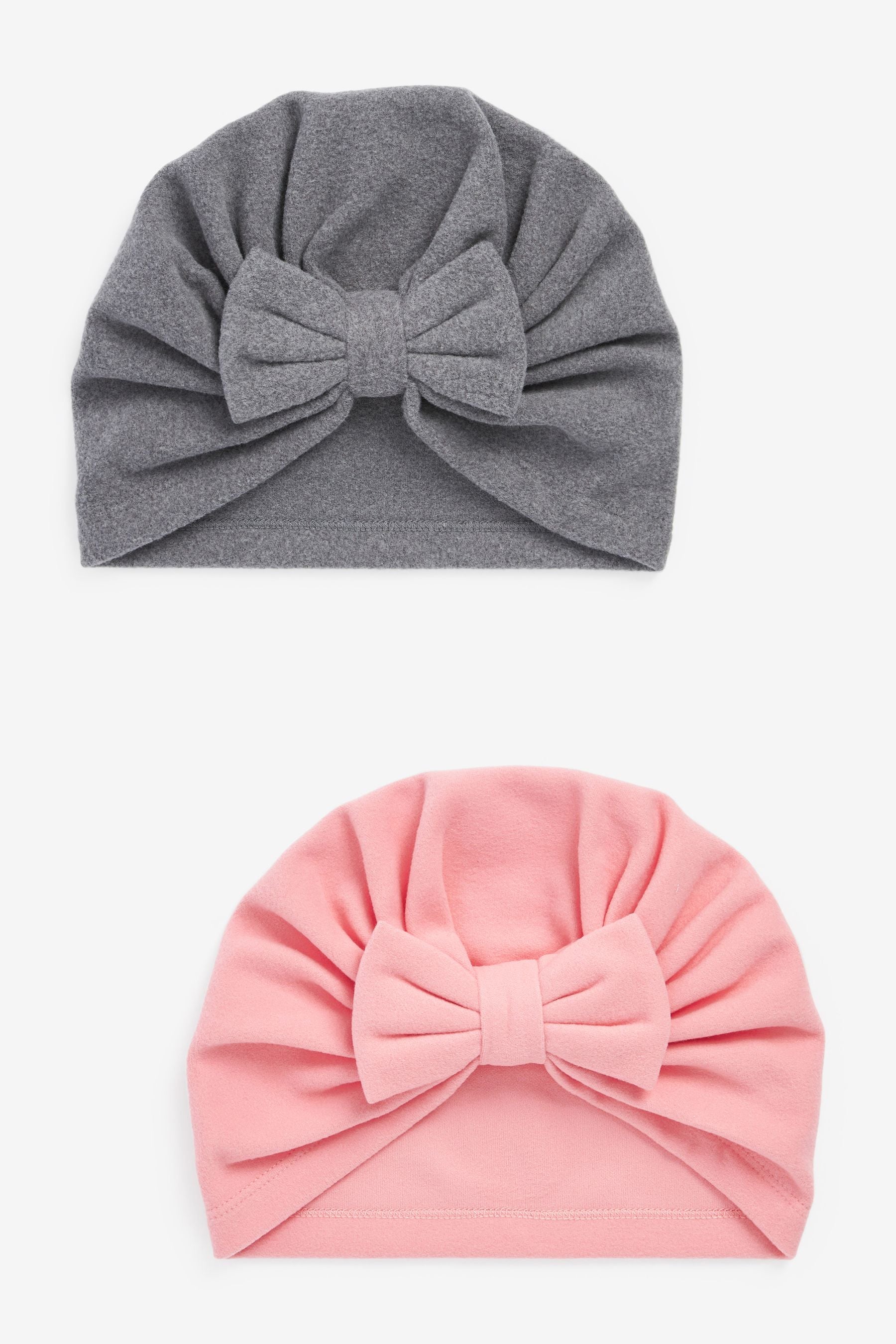 Pink Fleece Baby Turbans 2 Pack (0mths-2yrs)