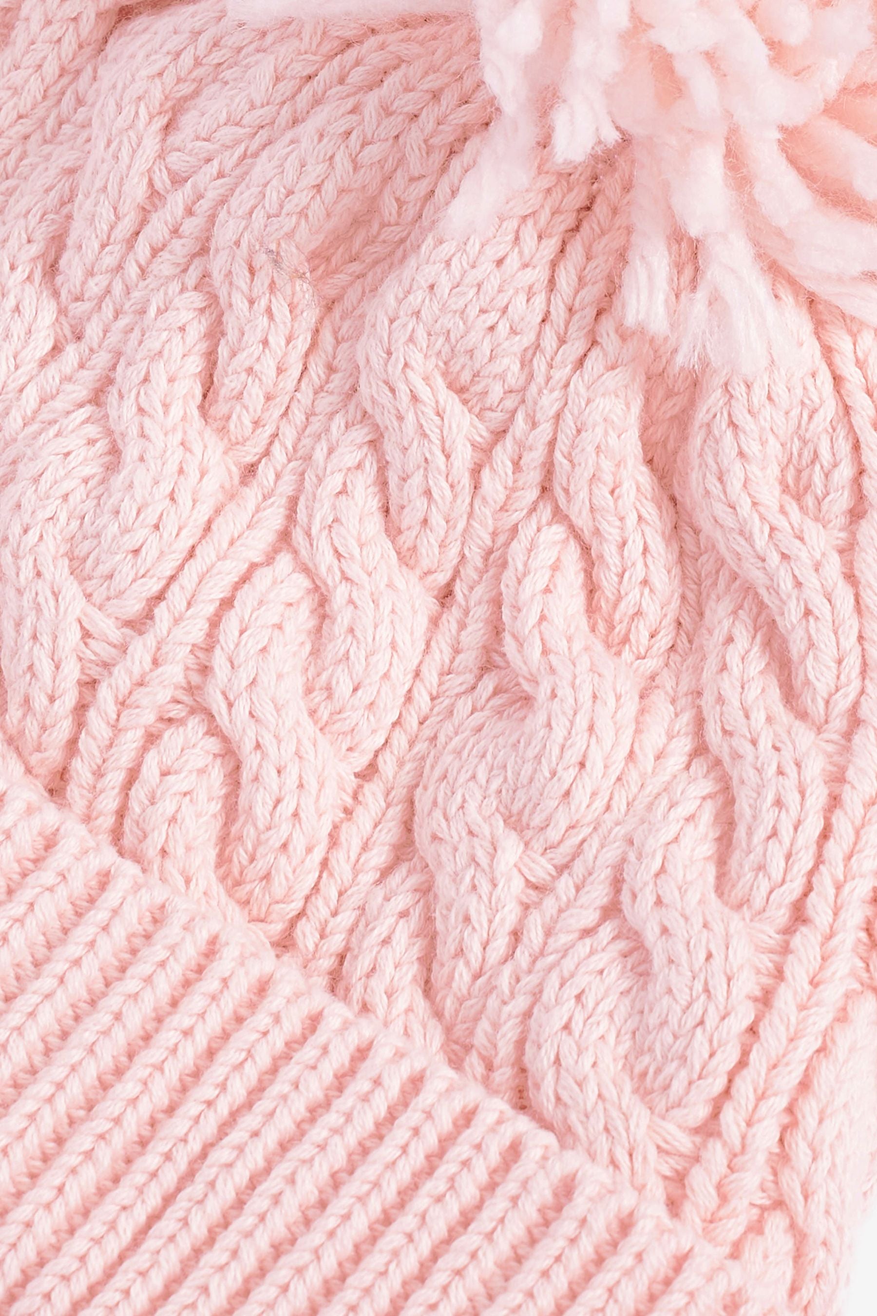 Pale Pink Knitted Baby Pom Hat (0mths-2yrs)