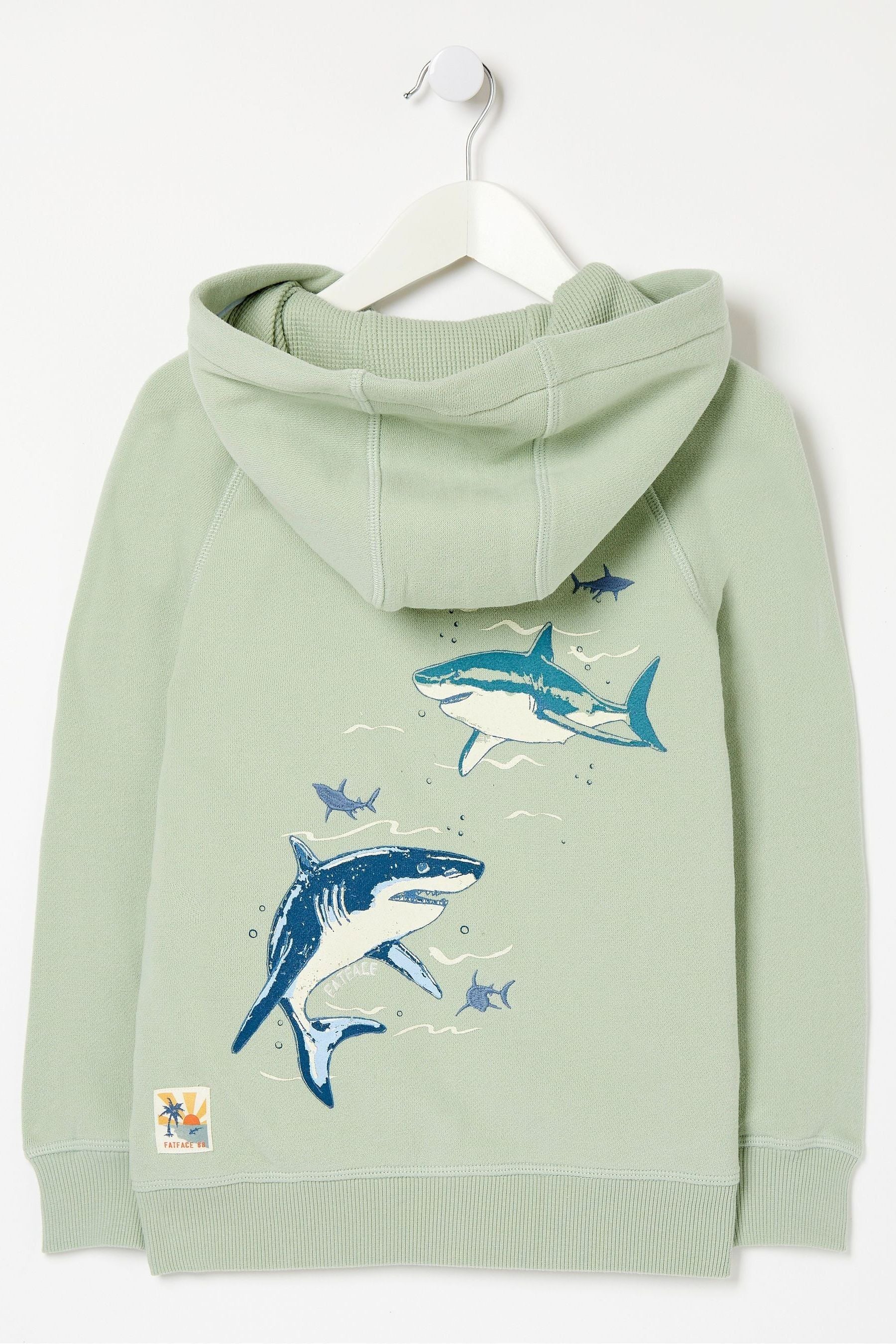 FatFace Green Shark Zip Through Hoodie