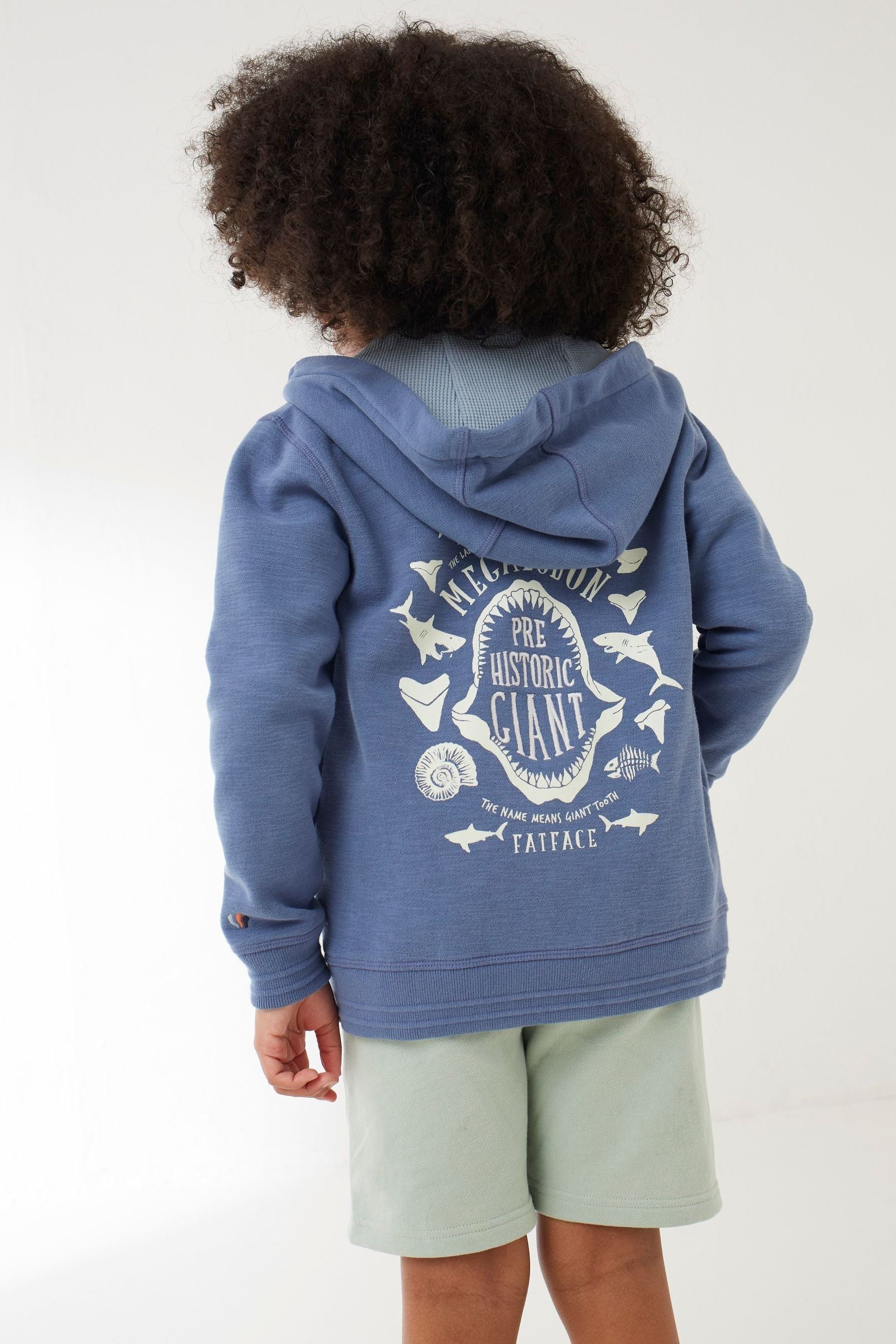 FatFace Blue Megalodon Zip Through Hoodie