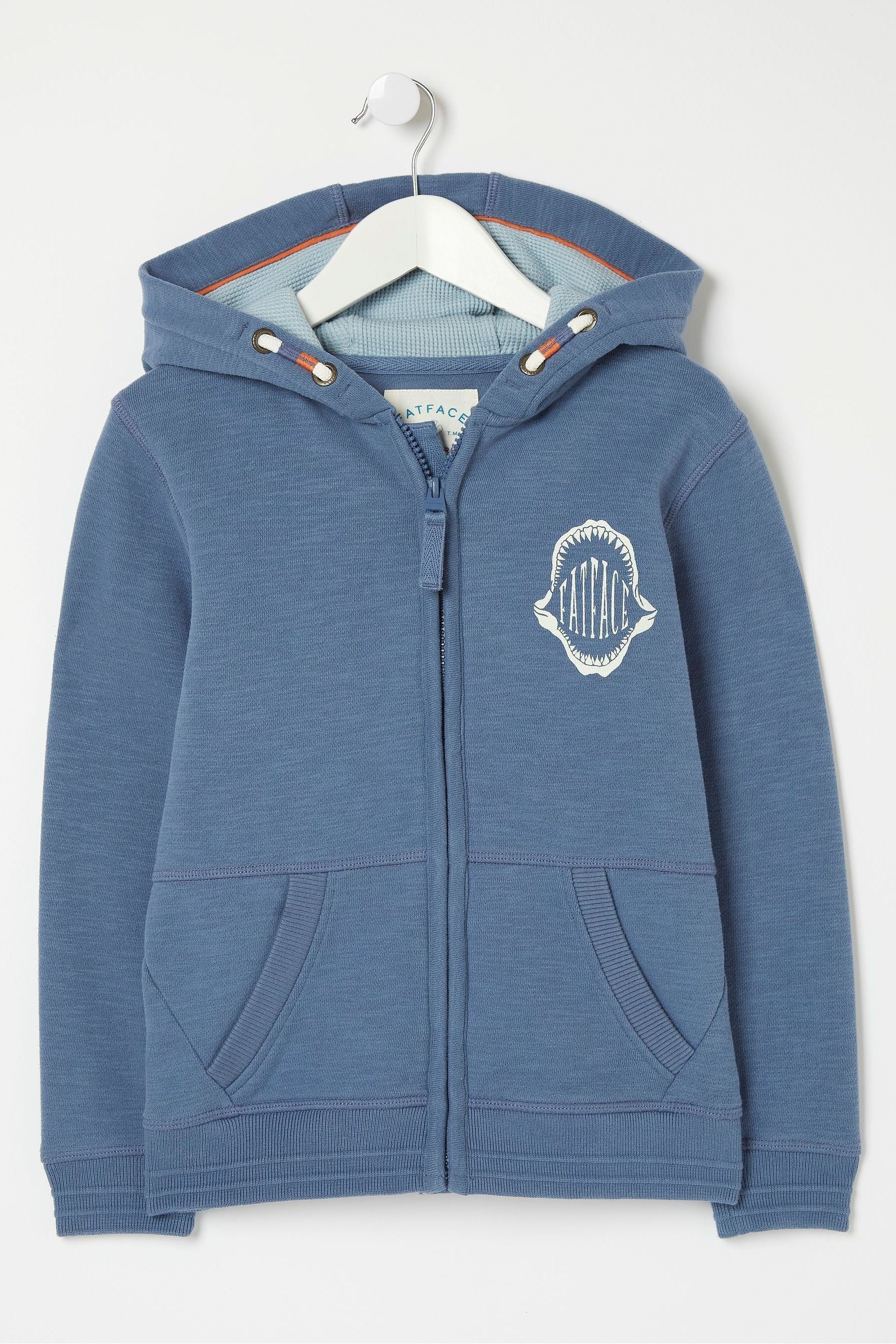 FatFace Blue Megalodon Zip Through Hoodie