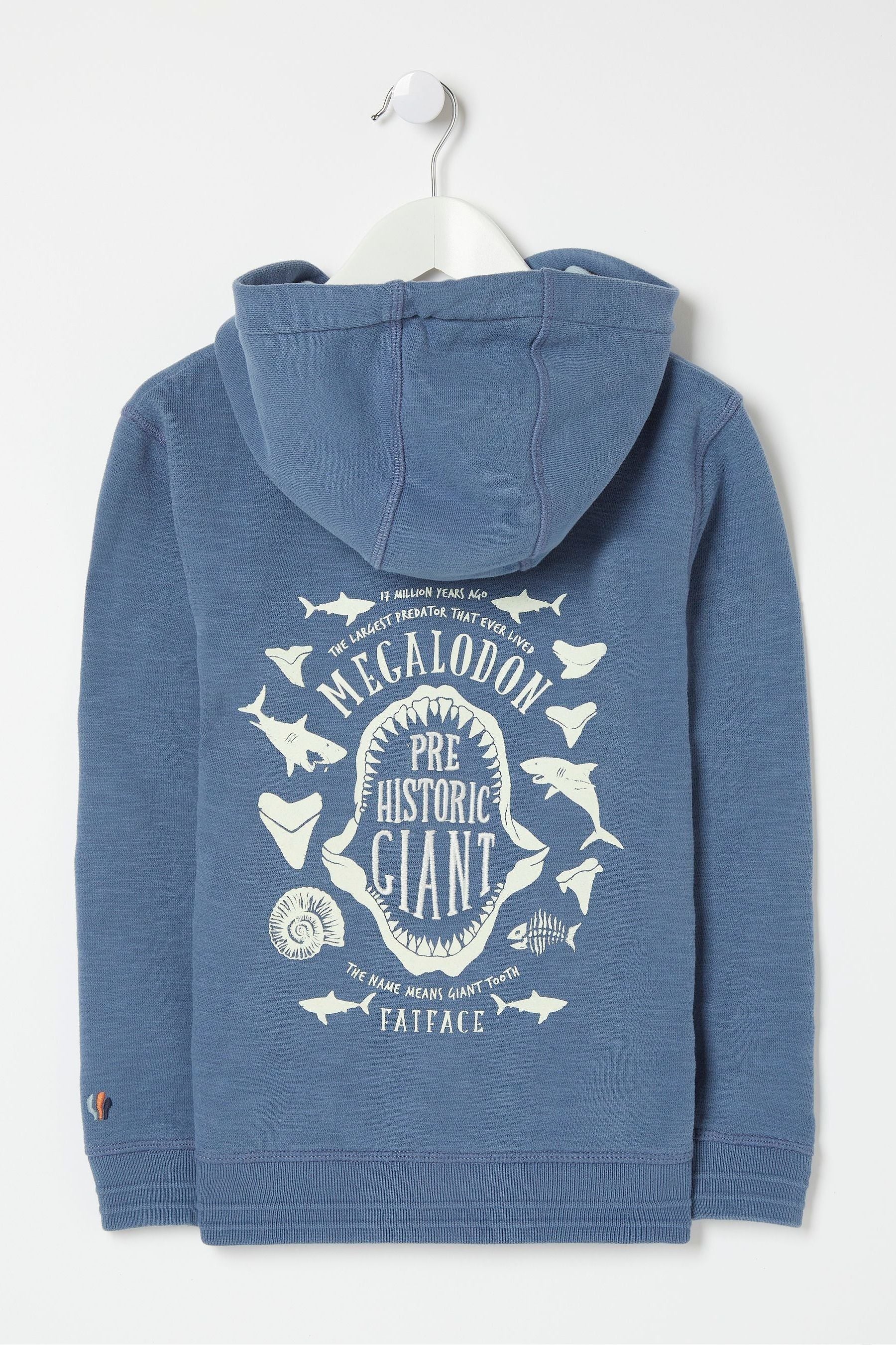 FatFace Blue Megalodon Zip Through Hoodie