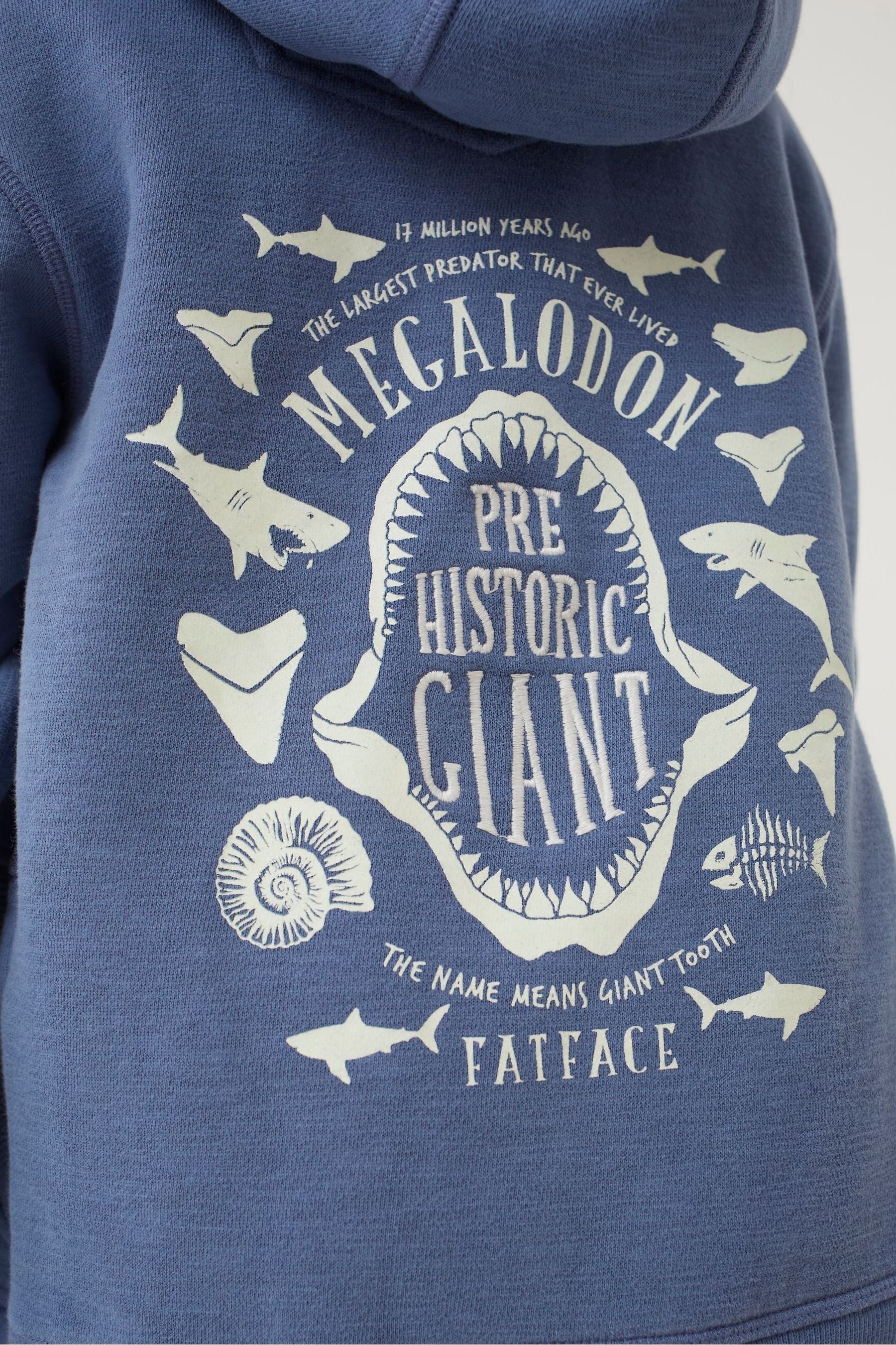 FatFace Blue Megalodon Zip Through Hoodie