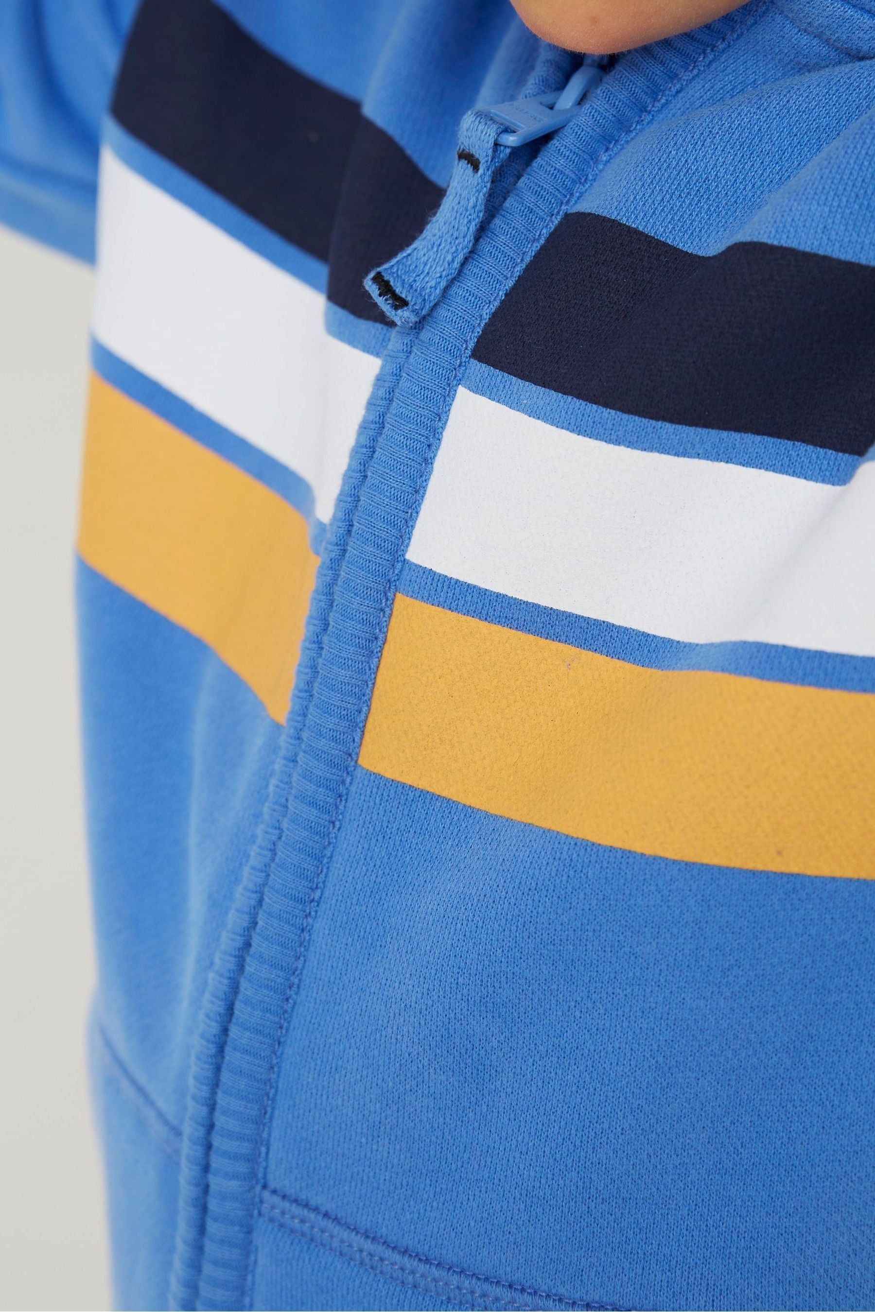 FatFace Blue Chest Stripe Zip Through Hoodie