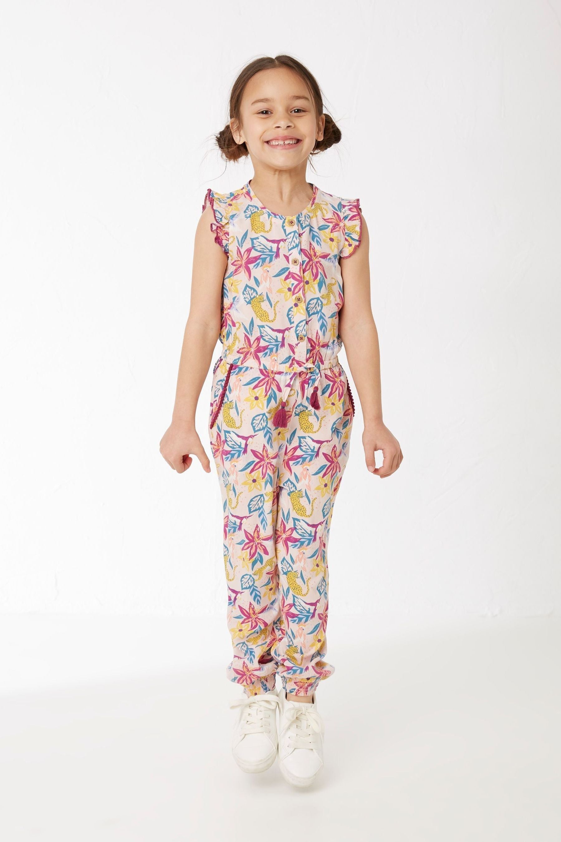 Pink FatFace Pink Jungle Print Jumpsuit