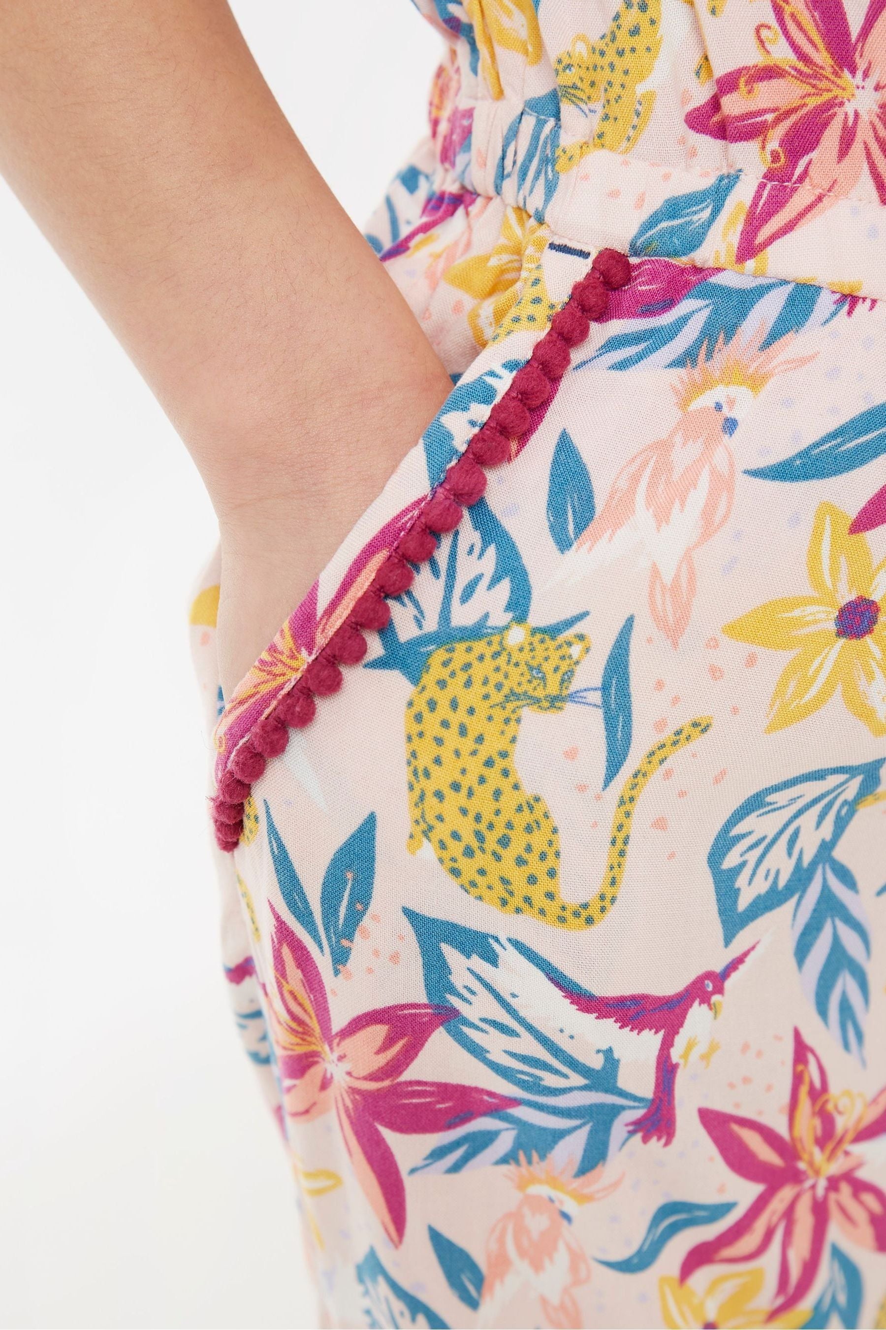 Pink FatFace Pink Jungle Print Jumpsuit