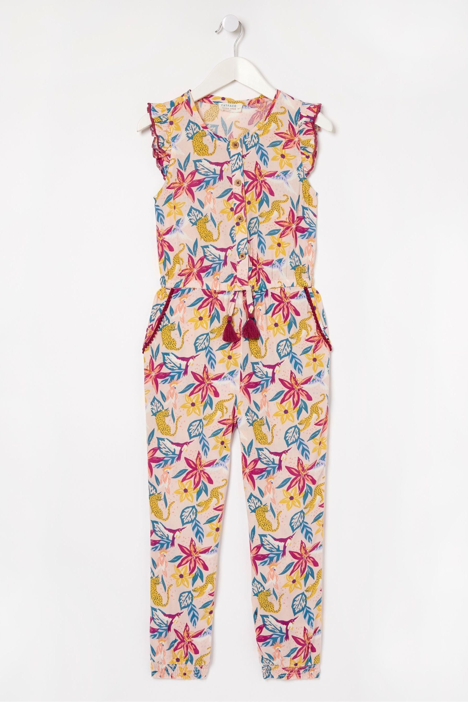 Pink FatFace Pink Jungle Print Jumpsuit