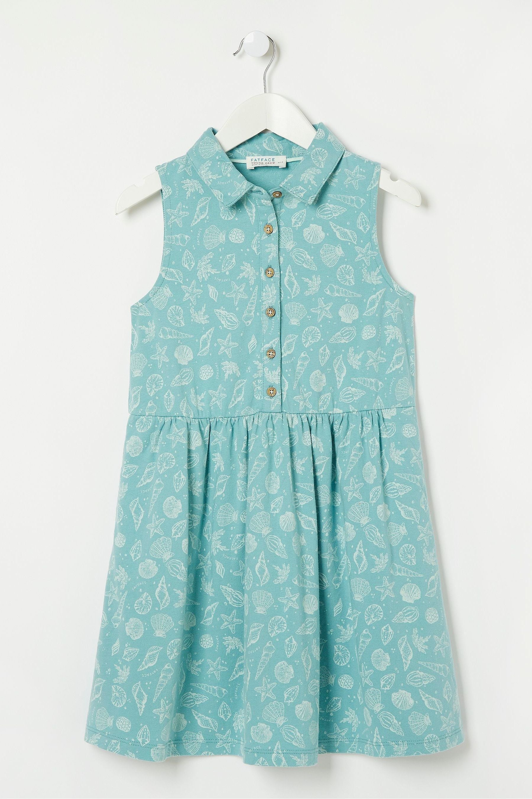 FatFace Blue Sian Shell Print Shirt Dress