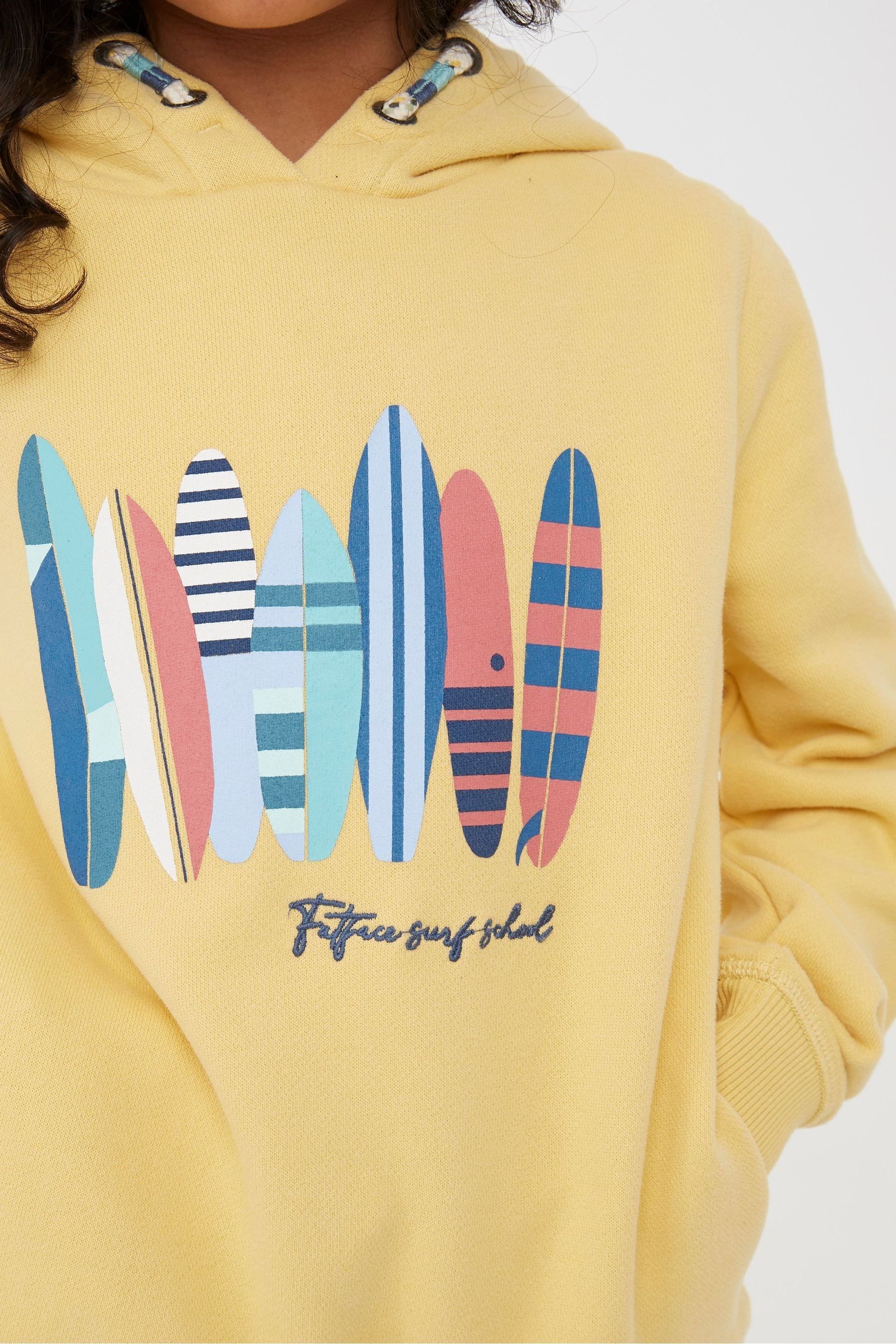 FatFace Yellow Surfboard Popover Hoodie