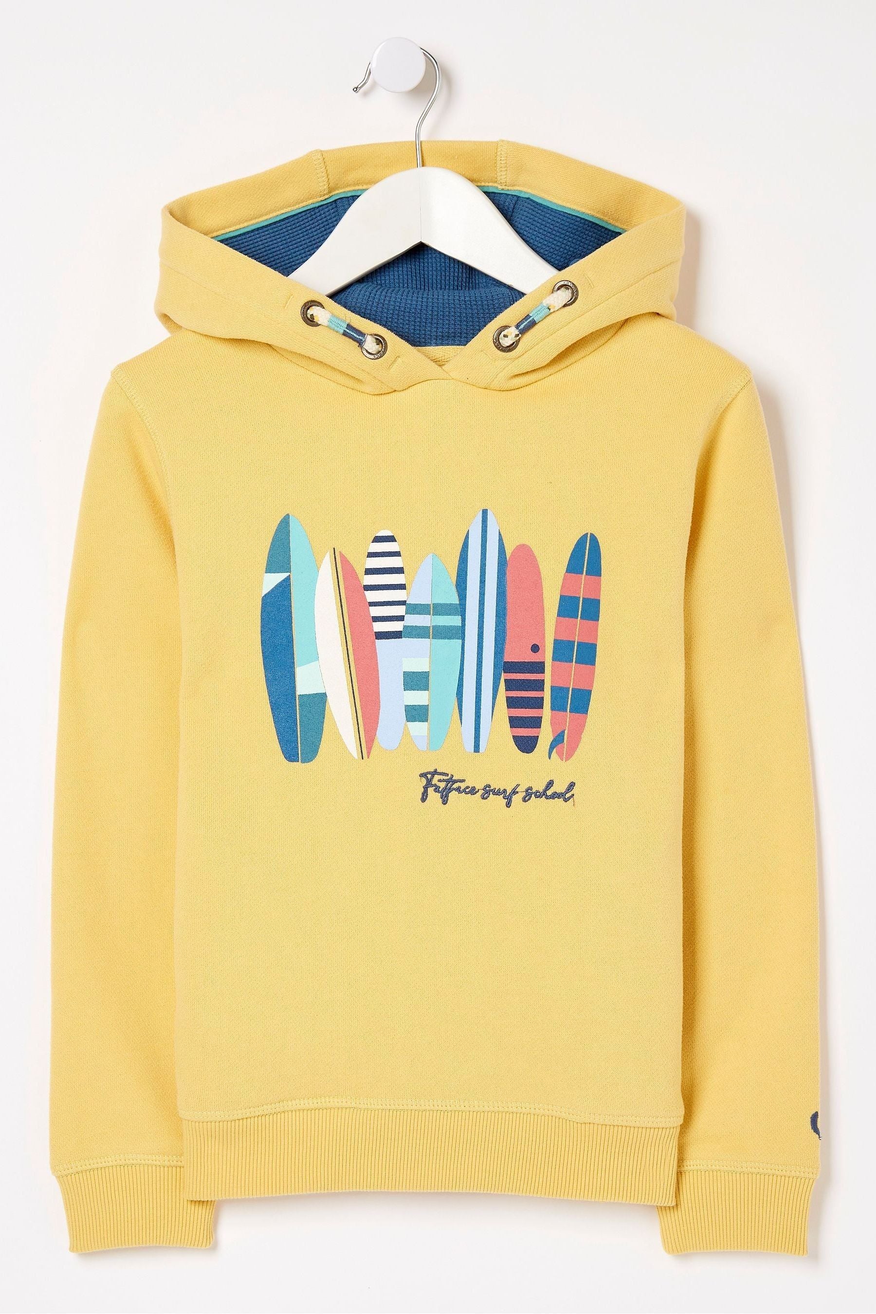 FatFace Yellow Surfboard Popover Hoodie