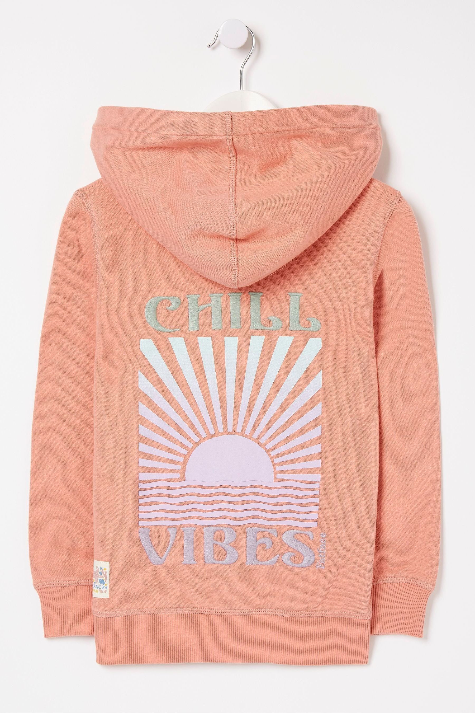 FatFace Pink Chill Vibes Zip Through Hoodie