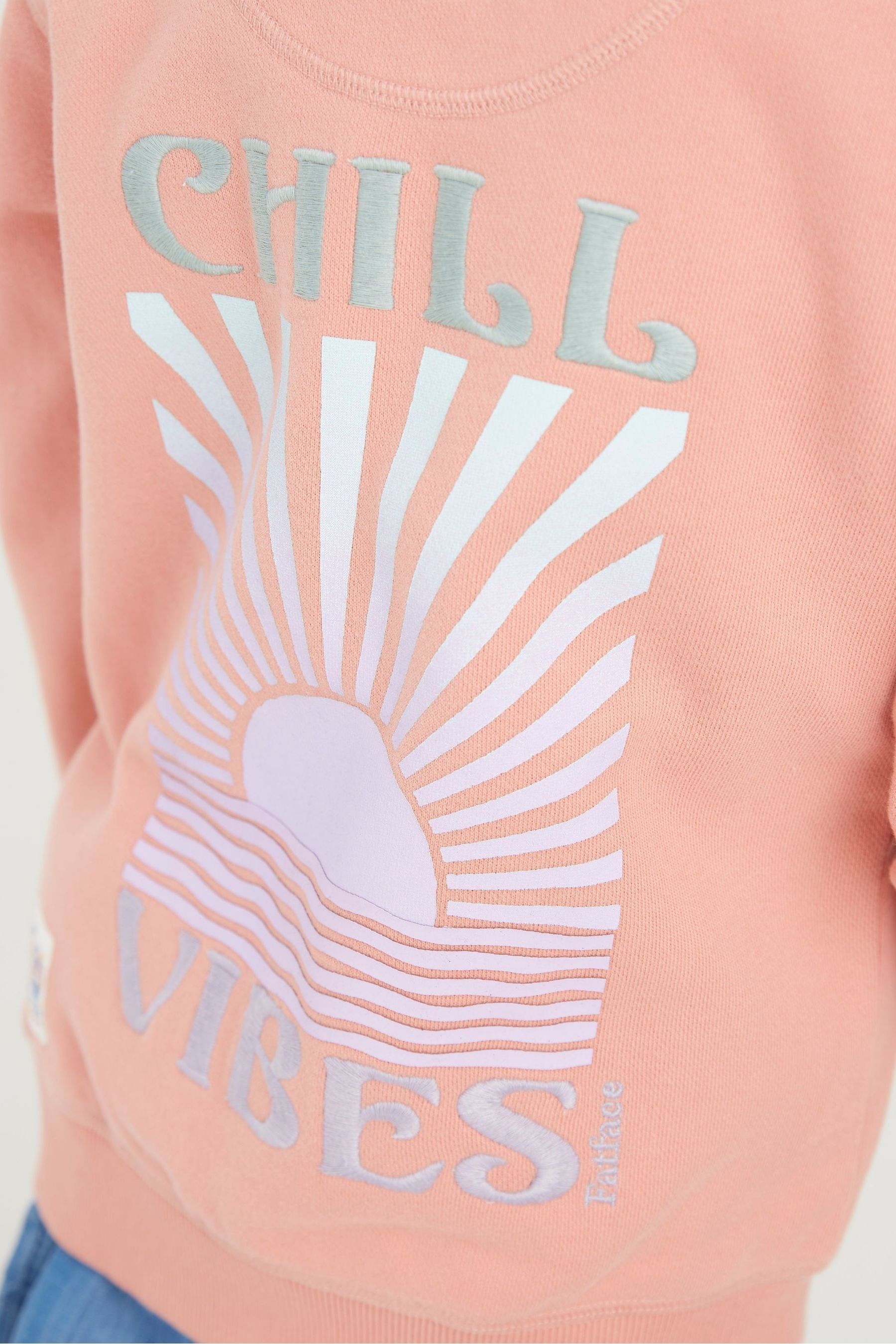 FatFace Pink Chill Vibes Zip Through Hoodie