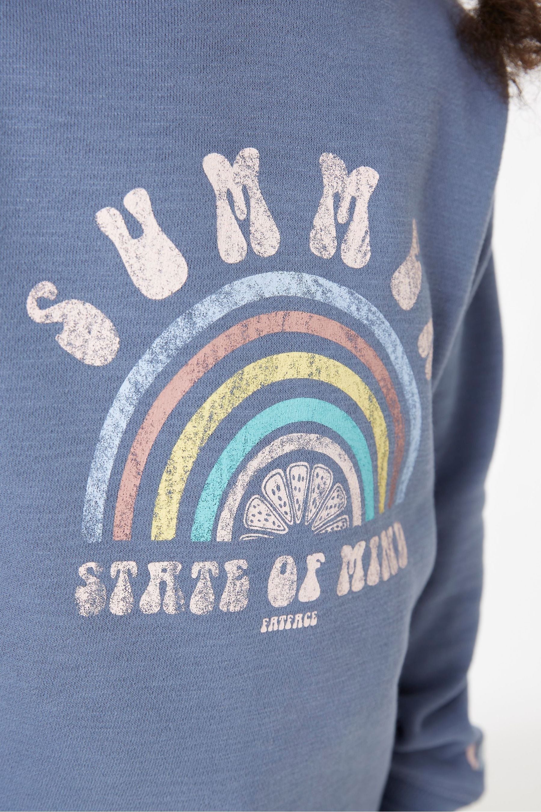 FatFace Blue Rainbow Popover Hoodie