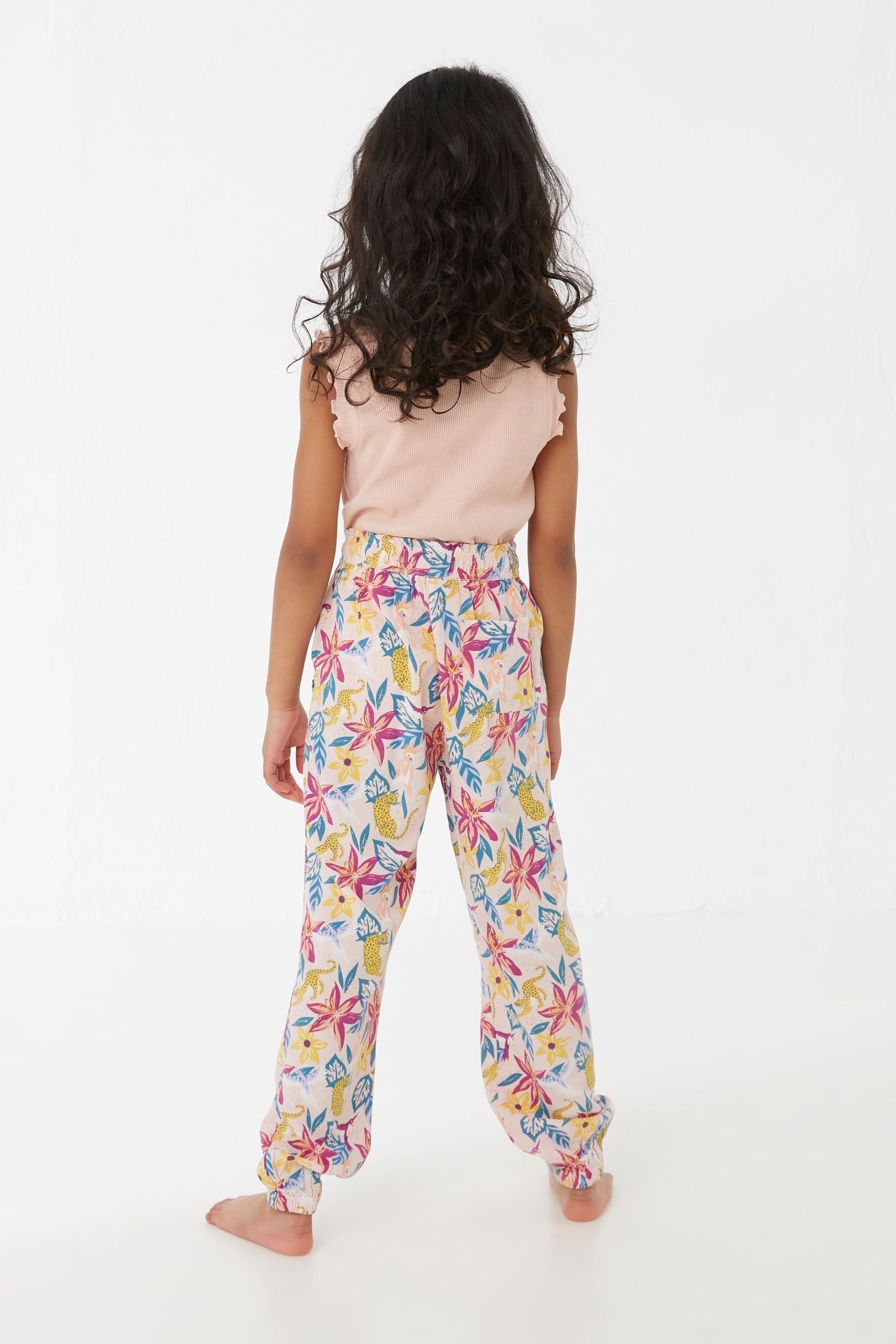 FatFace Pink Jungle Print Beach Trousers