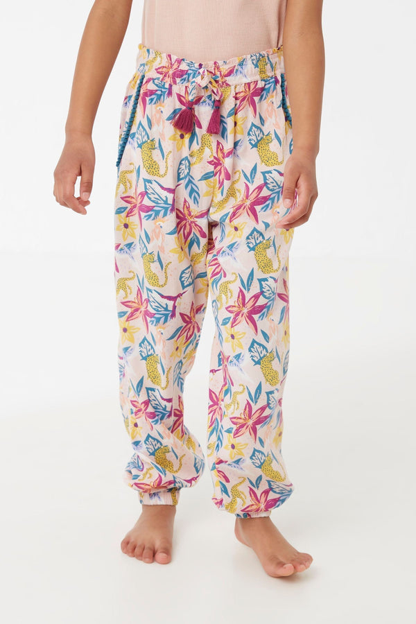 FatFace Pink Jungle Print Beach Trousers