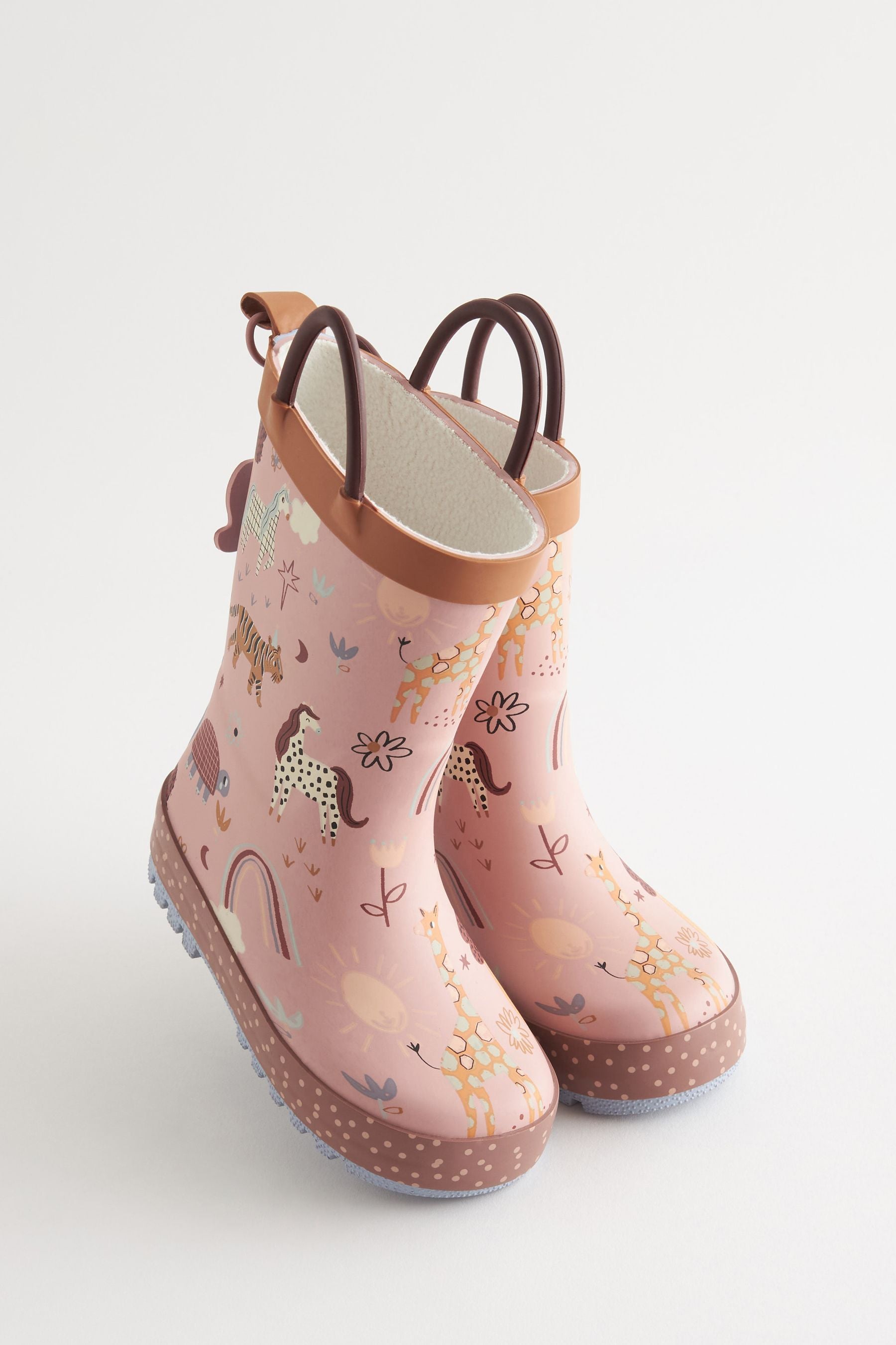 Pink Animal Handle Wellies