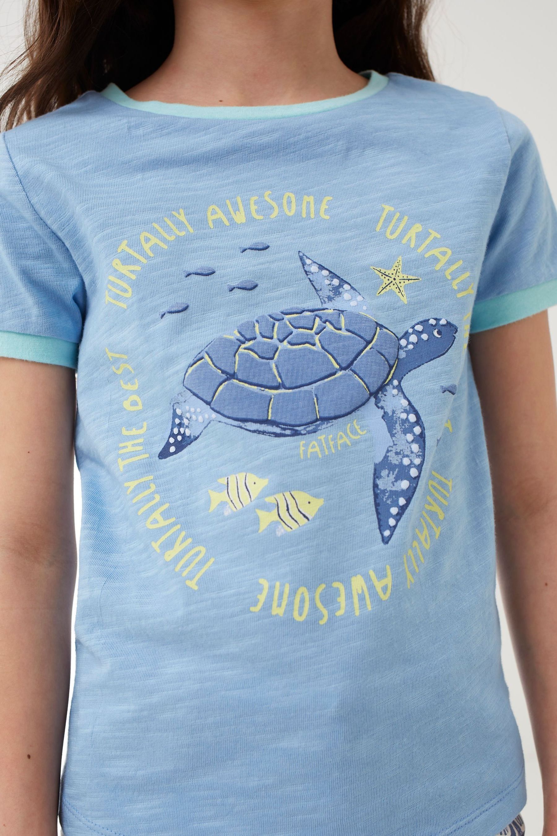 FatFace Green Turtley Awesome Raglan T-Shirt