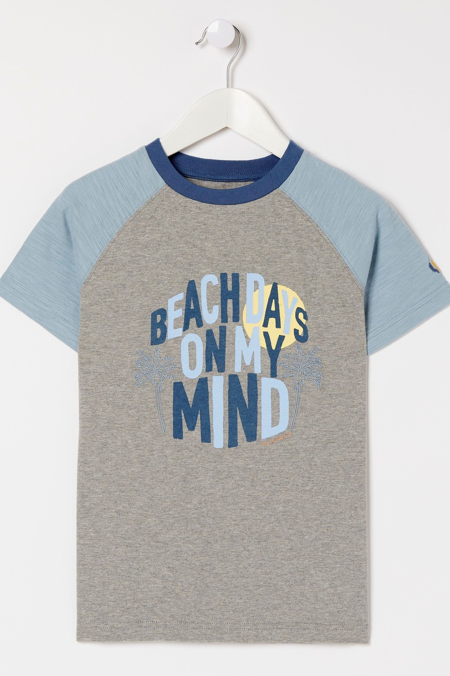 FatFace Grey Beach Days Raglan T-Shirt