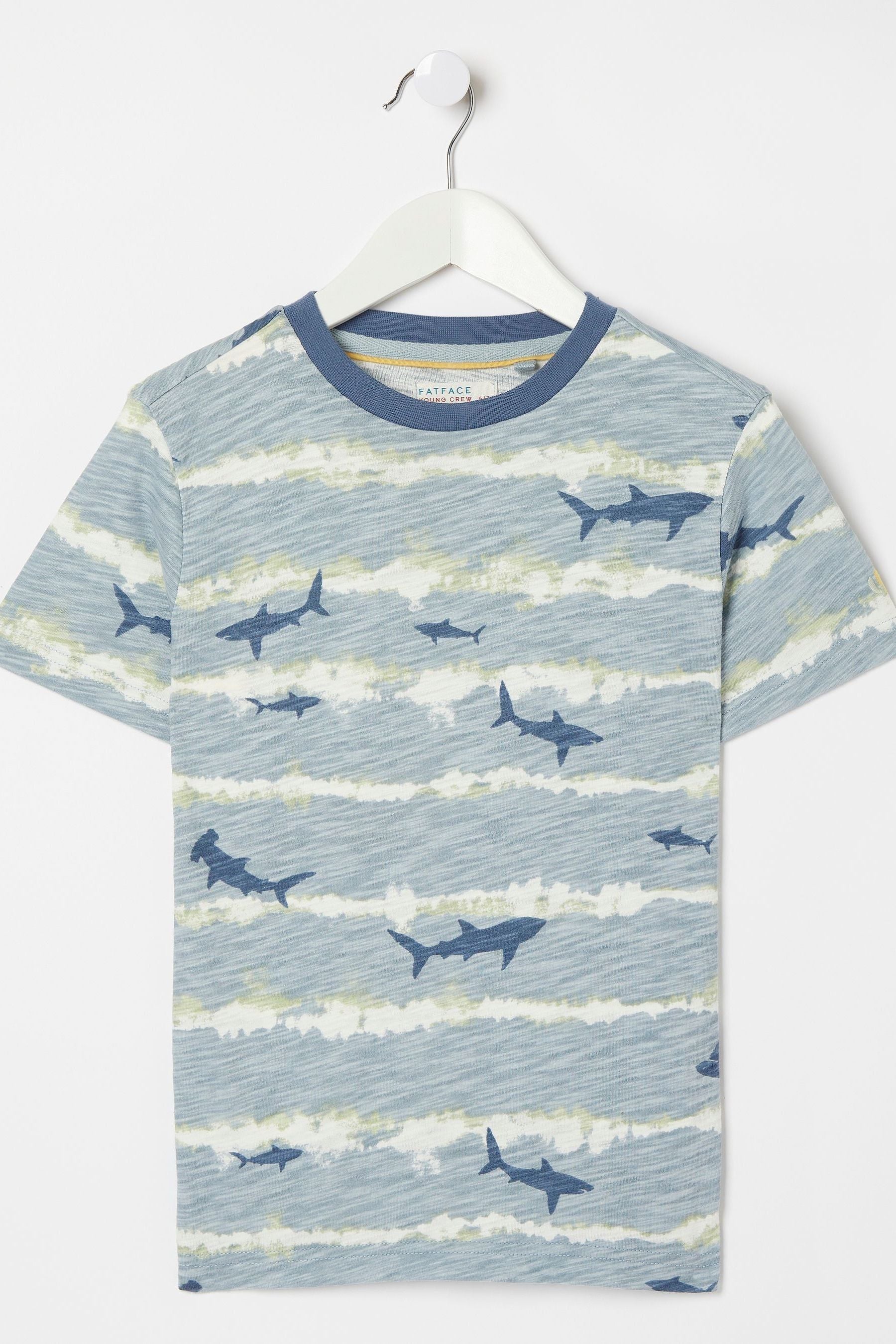 FatFace Blue Shark Tie Dye T-Shirt