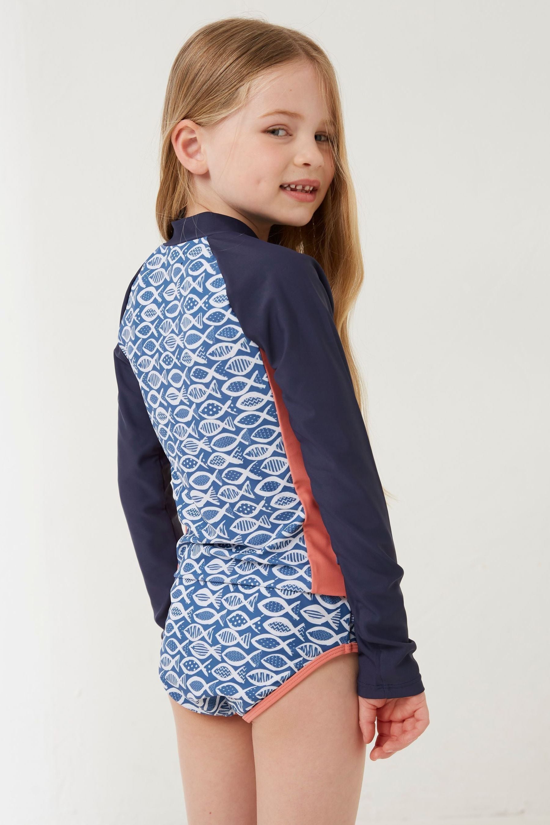 Blue FatFace Blue Fish Print Rashie Vest