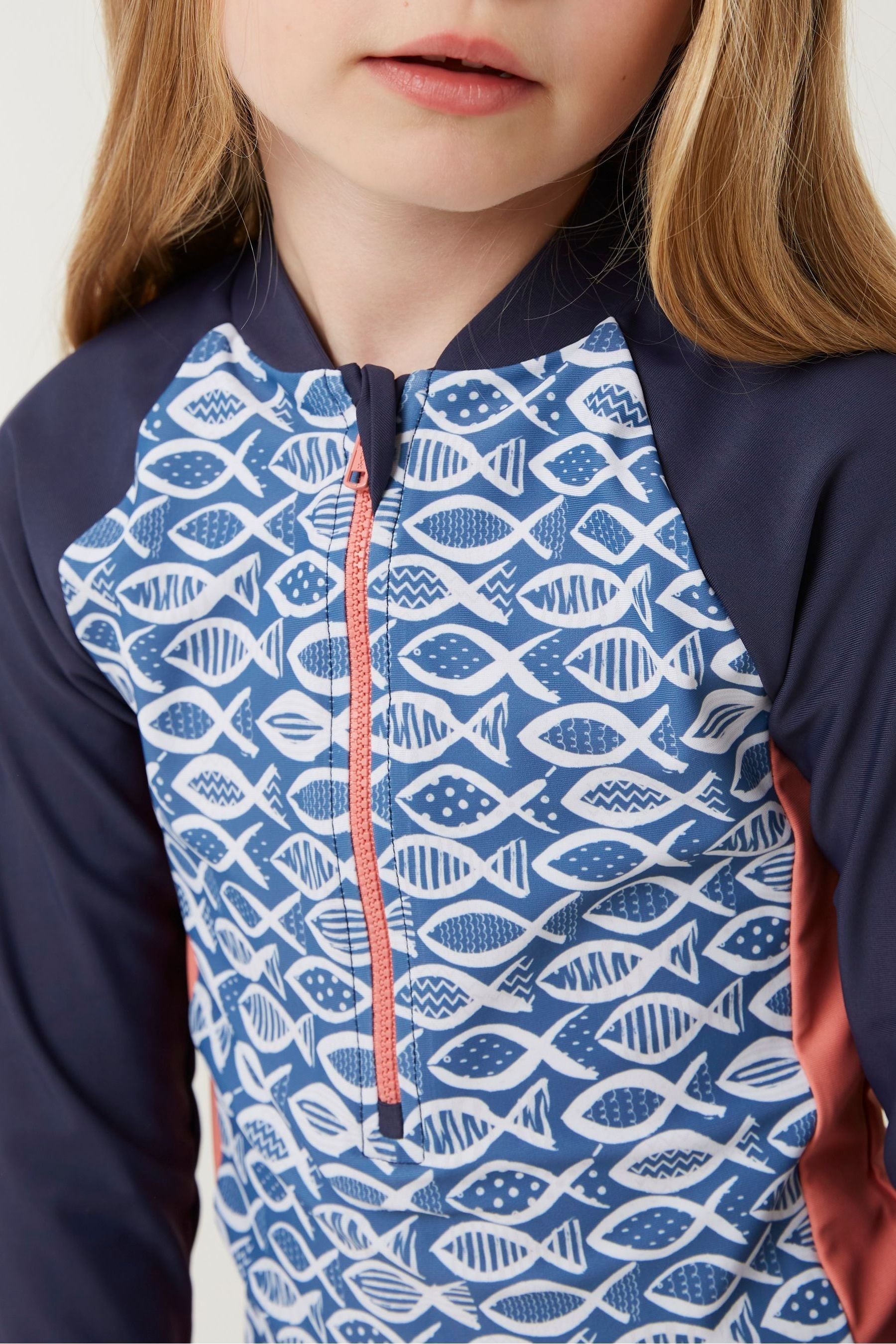 Blue FatFace Blue Fish Print Rashie Vest