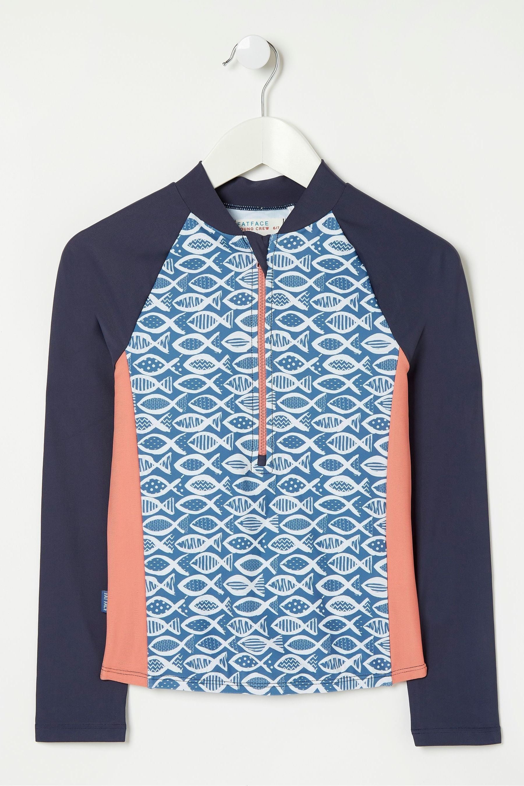 Blue FatFace Blue Fish Print Rashie Vest