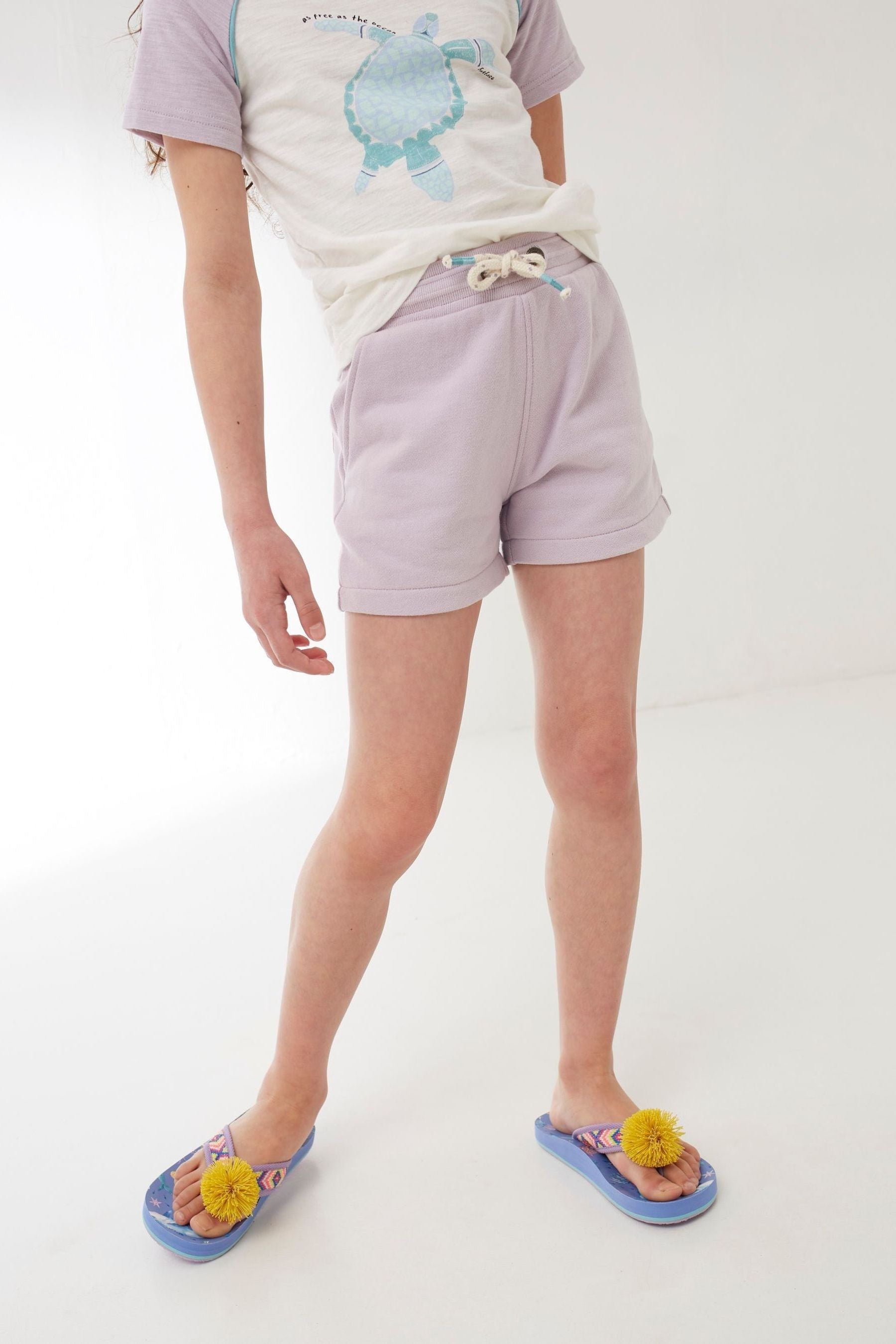 Purple FatFace Purple Luna Embroidered Sweat Shorts