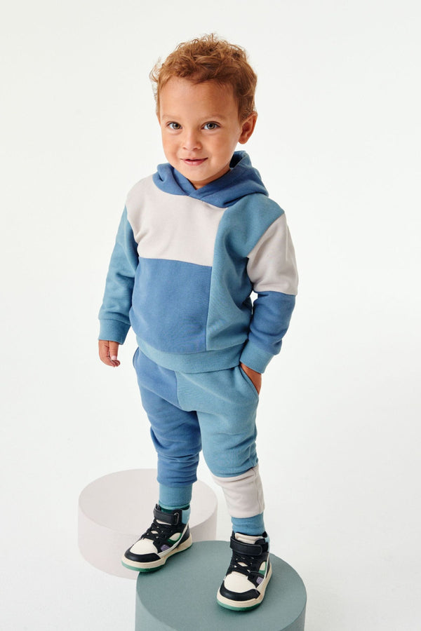 Blue/Ecru Colourblock Jersey Tracksuit (3mths-7yrs)