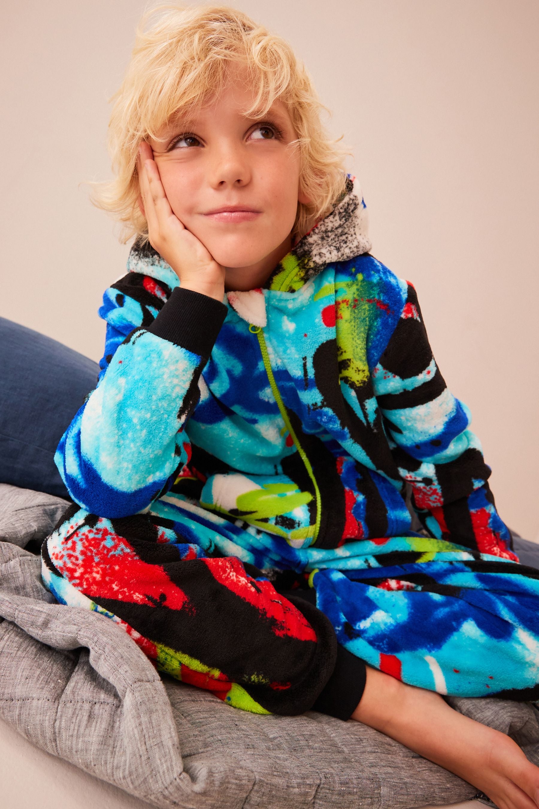 Fluro Graffiti Print Fleece All-In-One (3-16yrs)