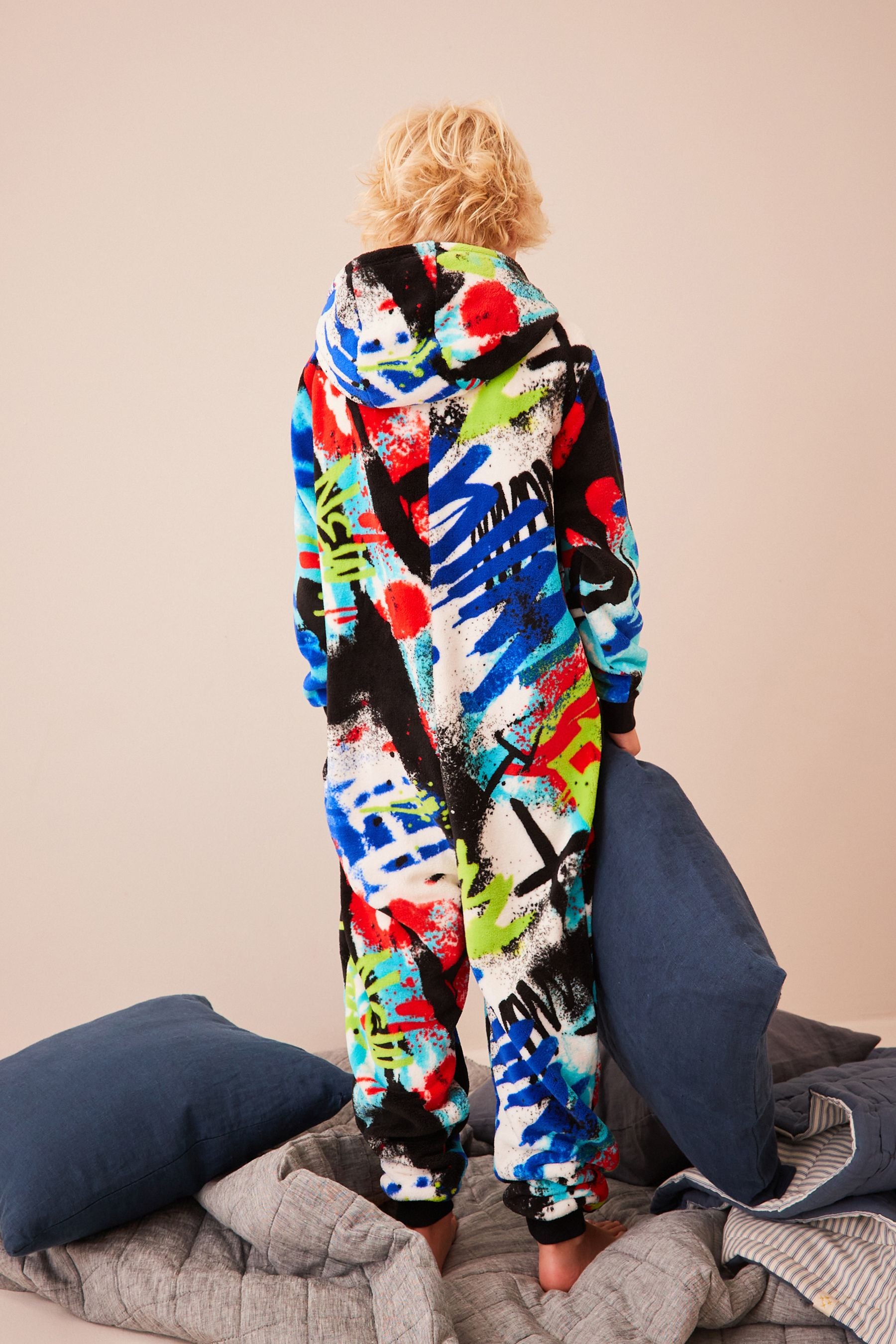 Fluro Graffiti Print Fleece All-In-One (3-16yrs)