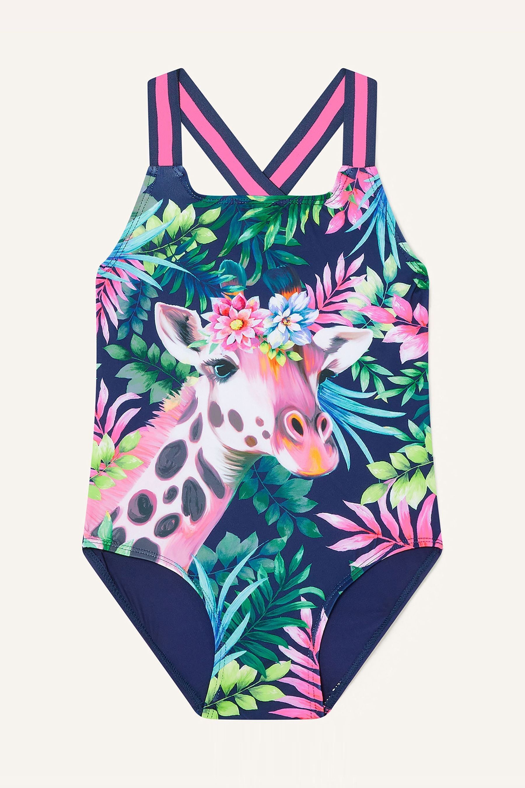 Monsoon Green Giraffe Stripe Straps Swimsuit