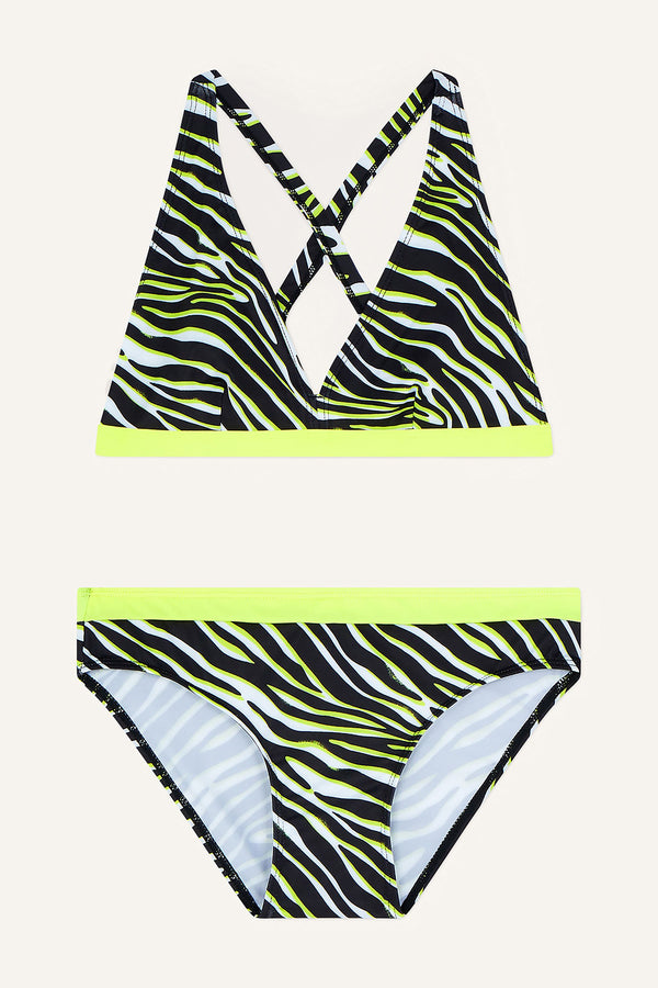 Black Monsoon Black Zebra Print Triangle Bikini