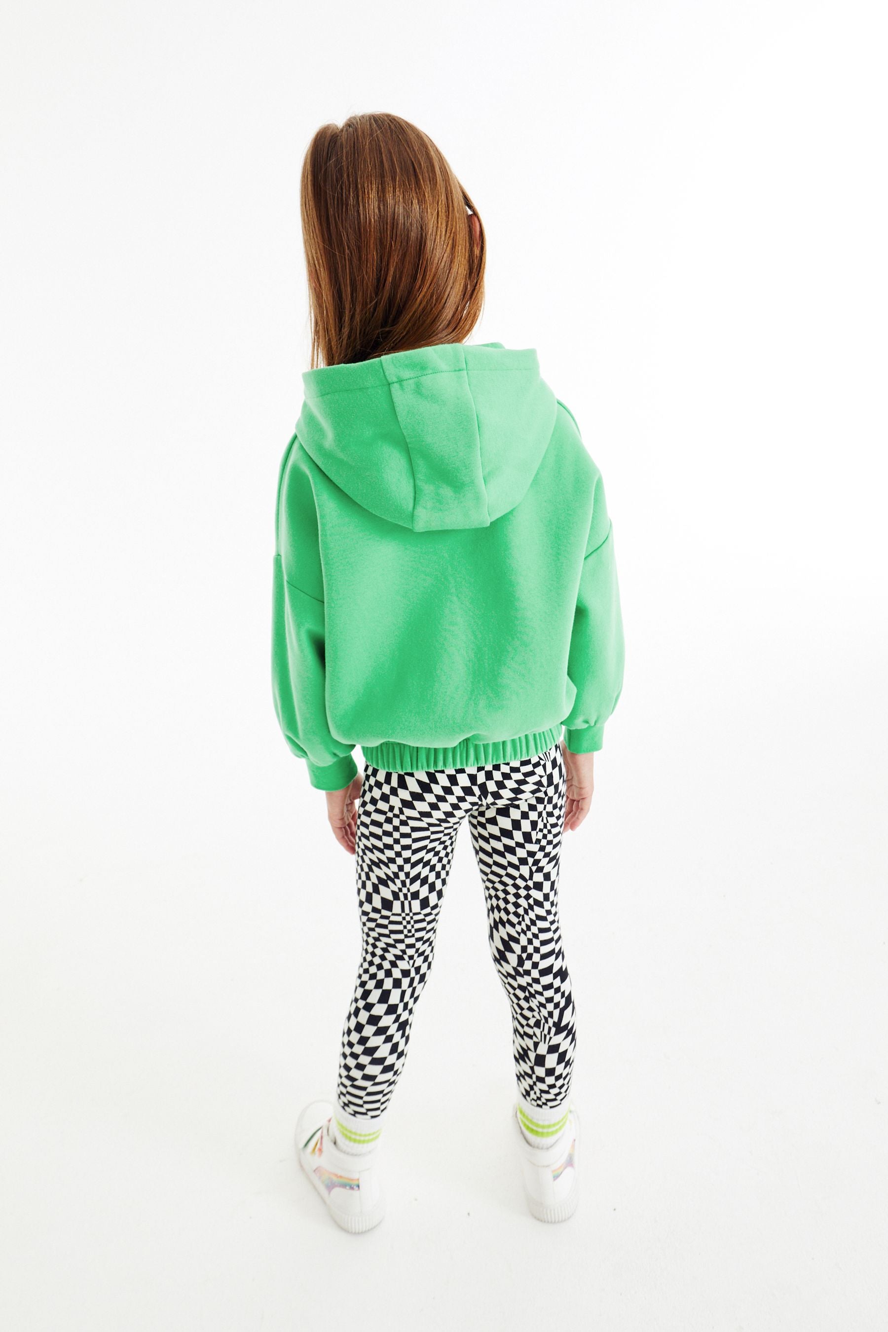 Green Skate Slogan/Illusion Print Hoodie & Leggings Set (3-16yrs)